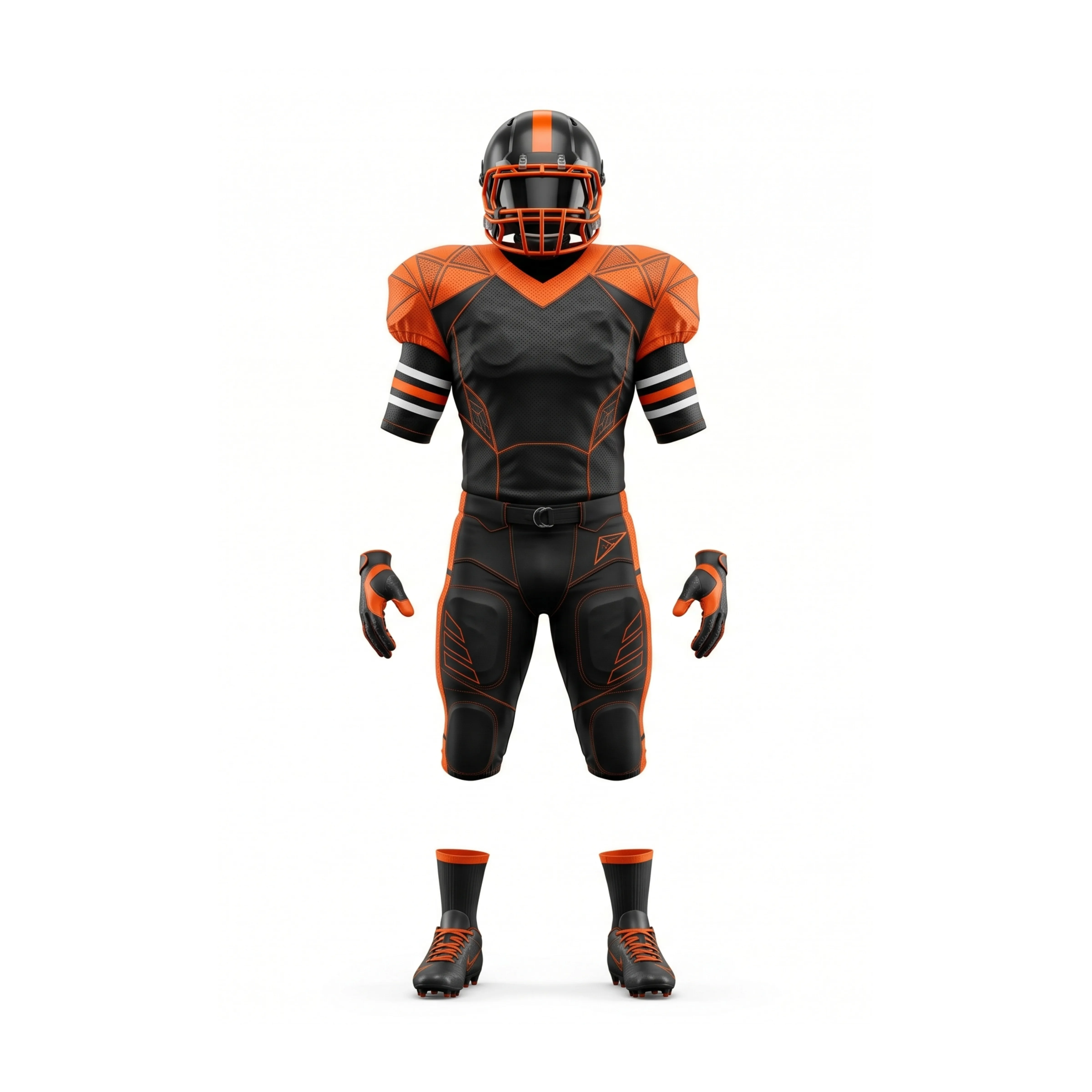 Black & Orange Geometric American Football Full Uniform Set