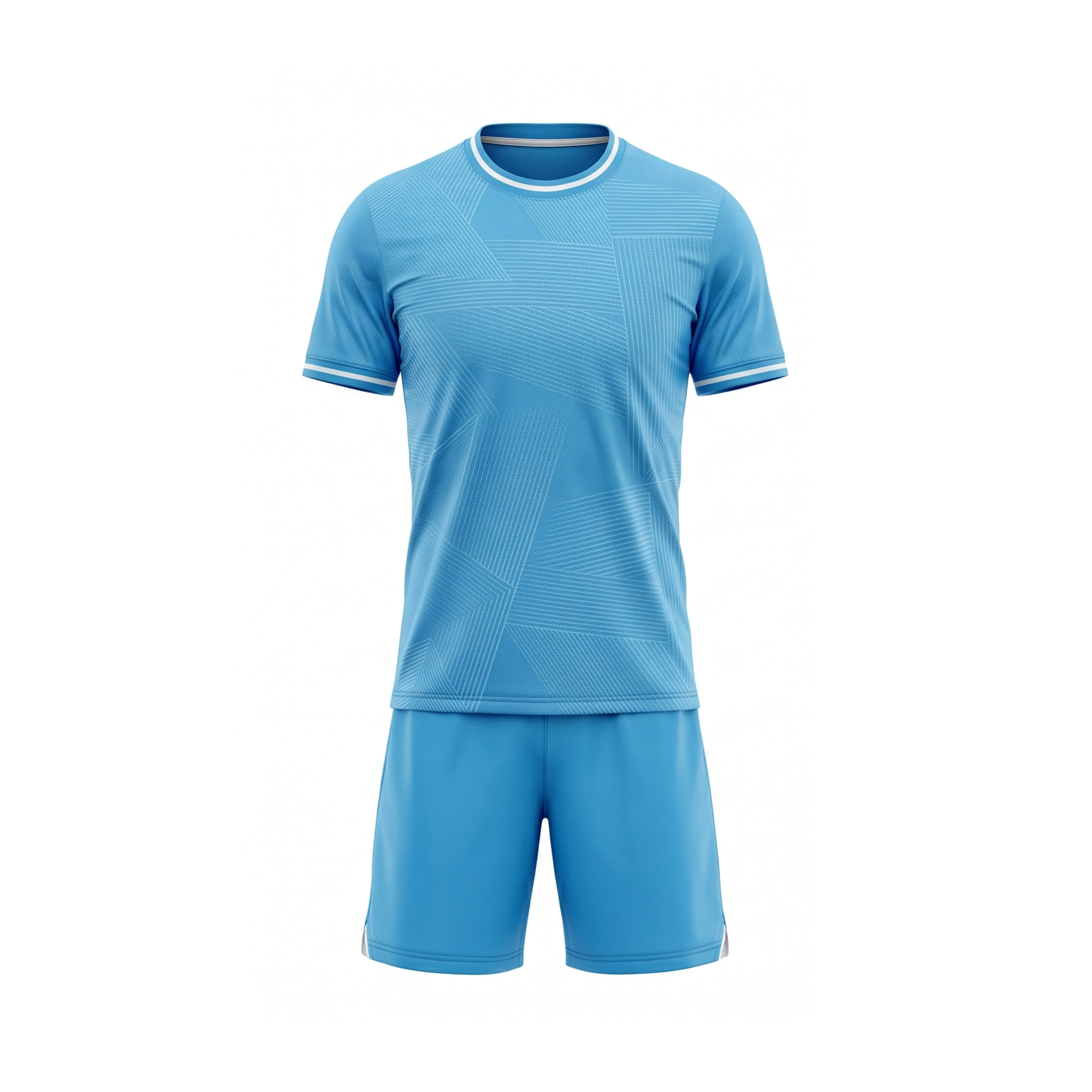 Aqua Blue Striped Soccer Jersey & Shorts Set with White Trim