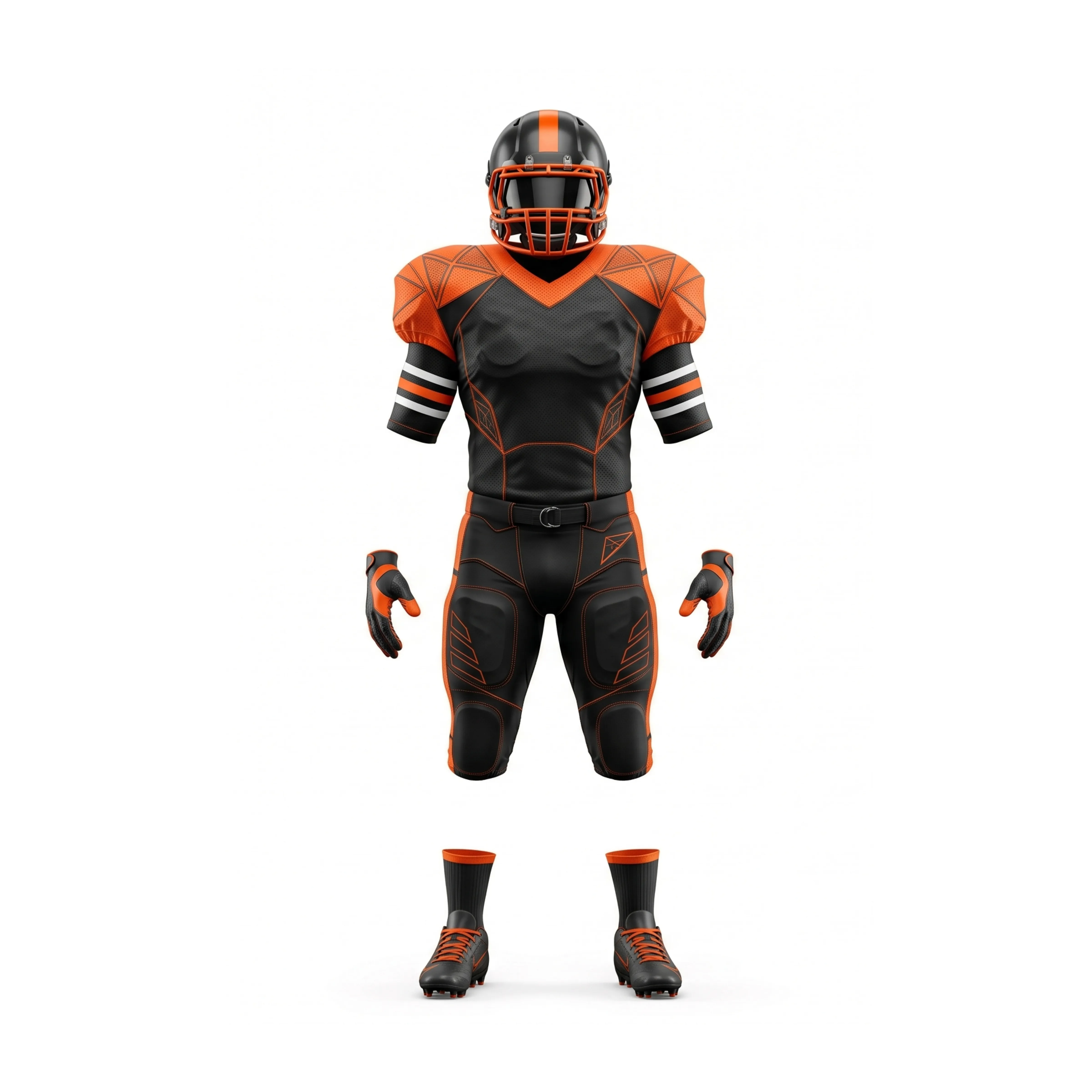 Black and Orange Padded American Football Uniform Set