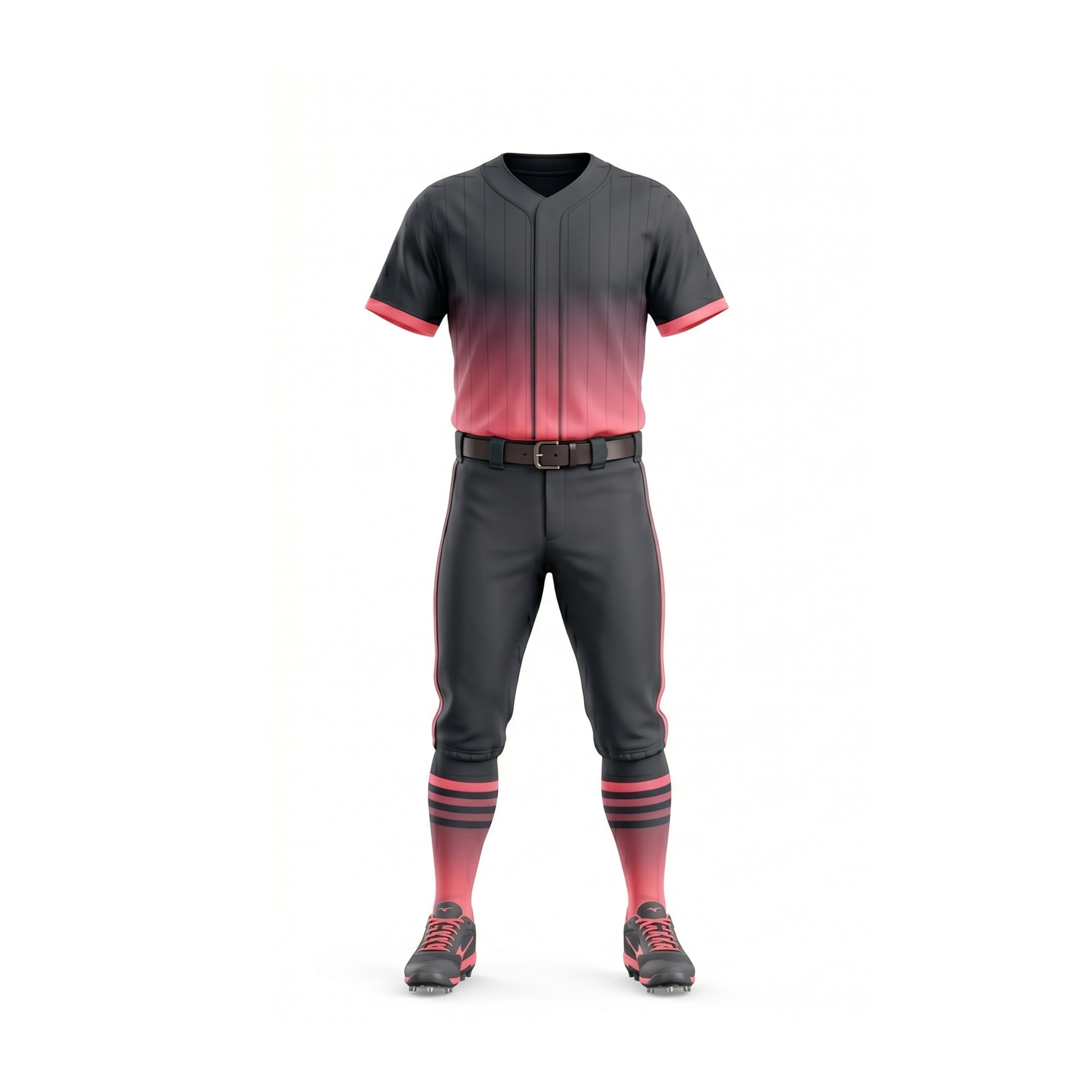Black & Red Ombre Pinstripe Baseball Uniform Set with Stripes