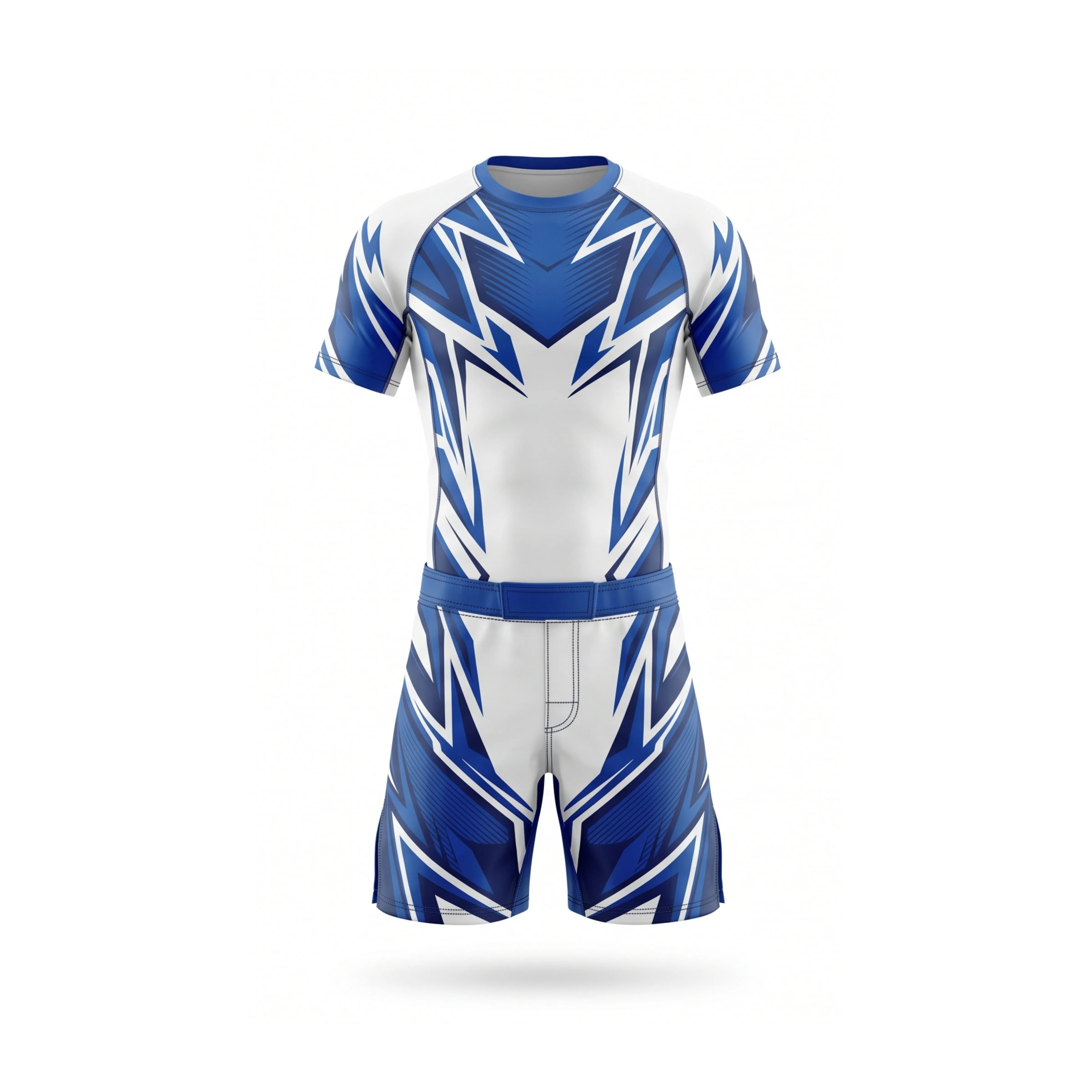 Blue White Lightning Pattern MMA Uniform