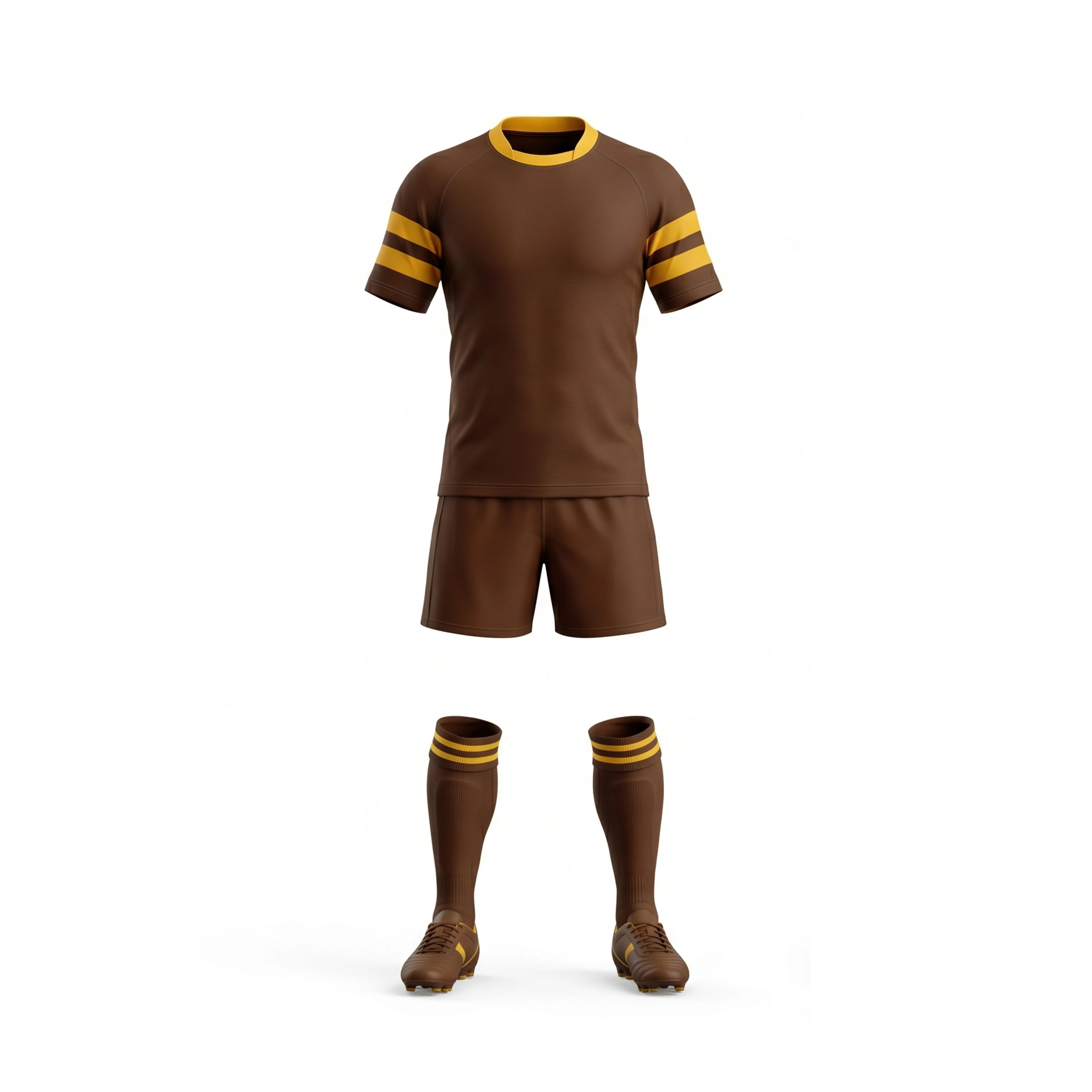 Brown & Gold Striped Sleeve Rugby Uniform Kit