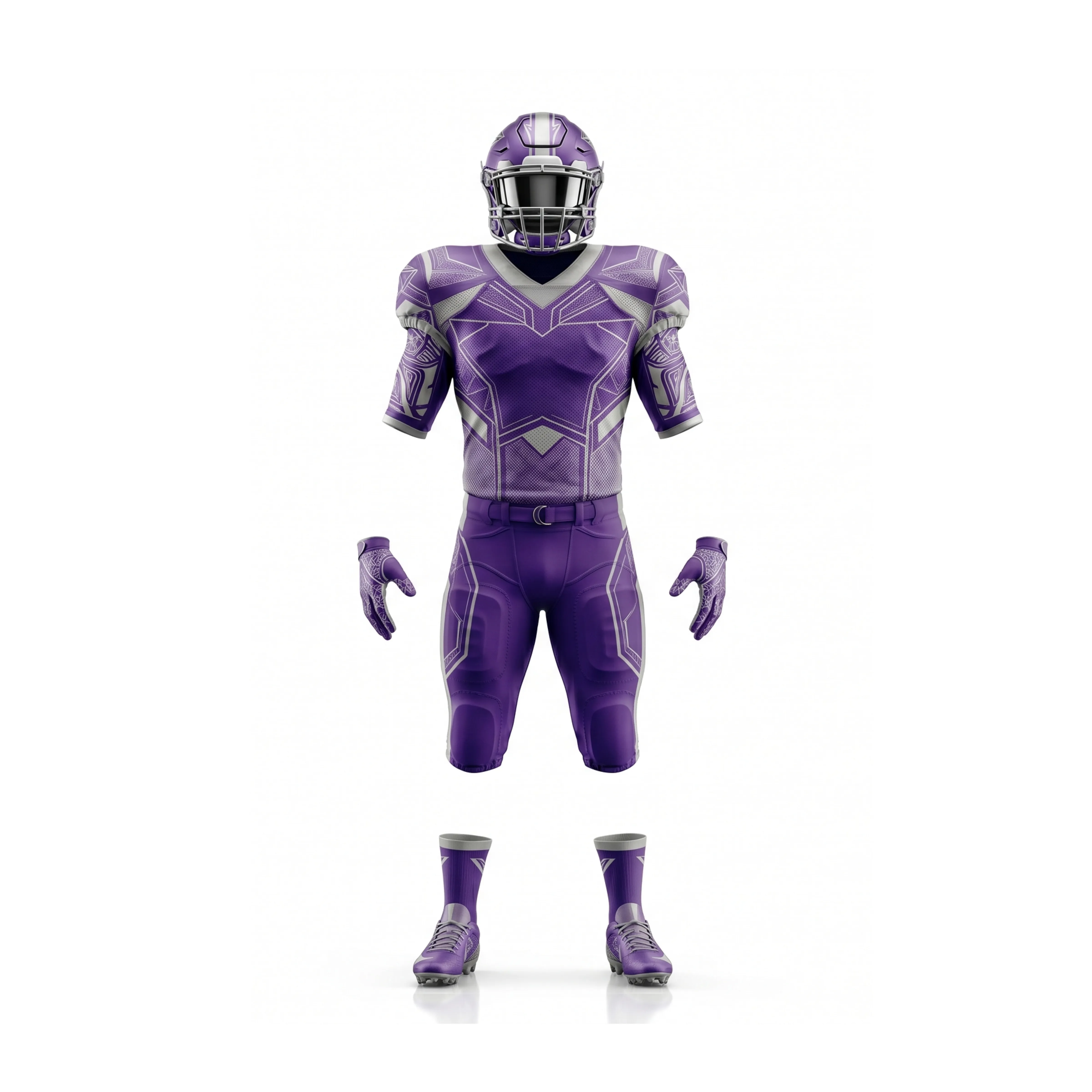 Dynamic Purple & White American Football Uniform Set