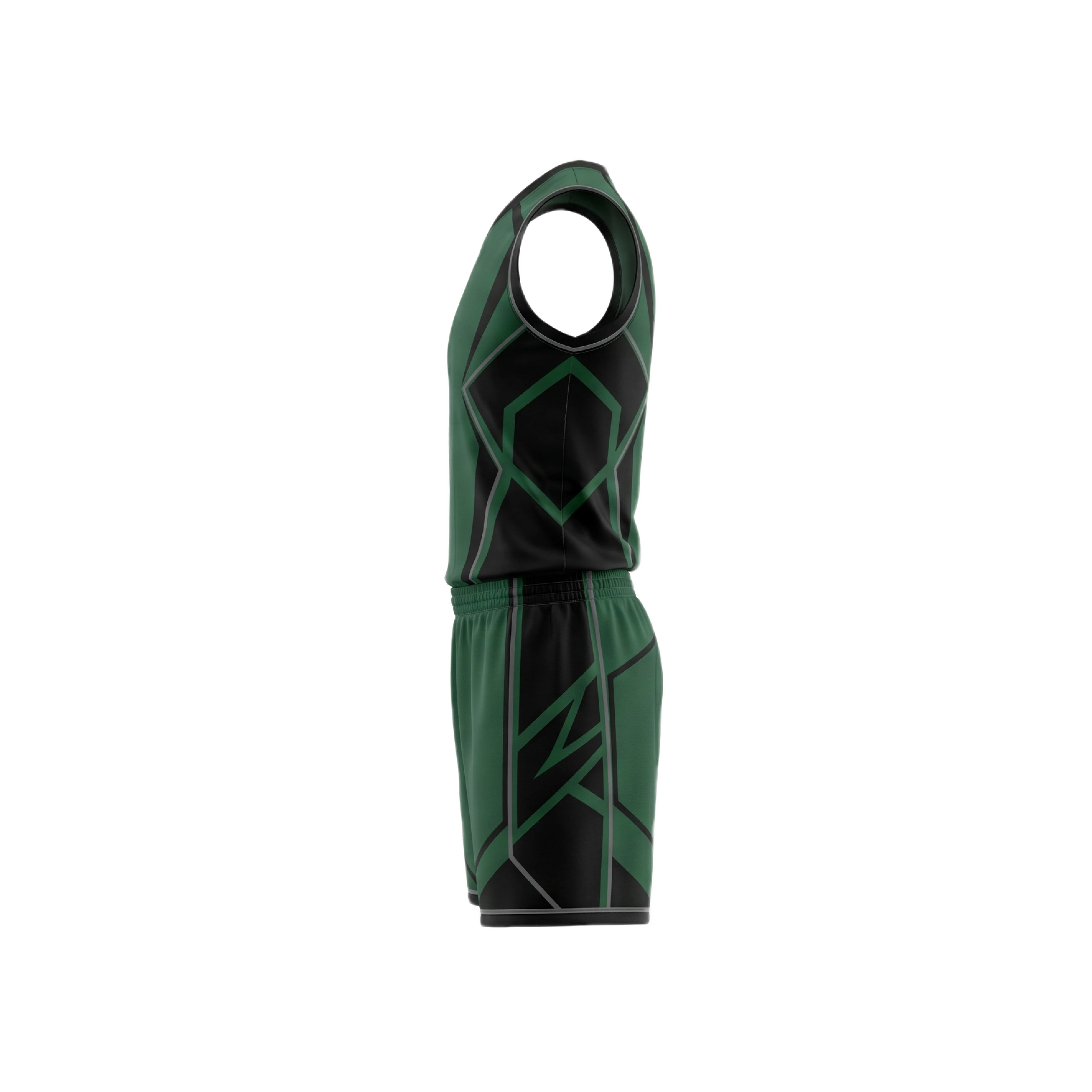 Emerald Green & Black Geometric Volleyball Uniform Set