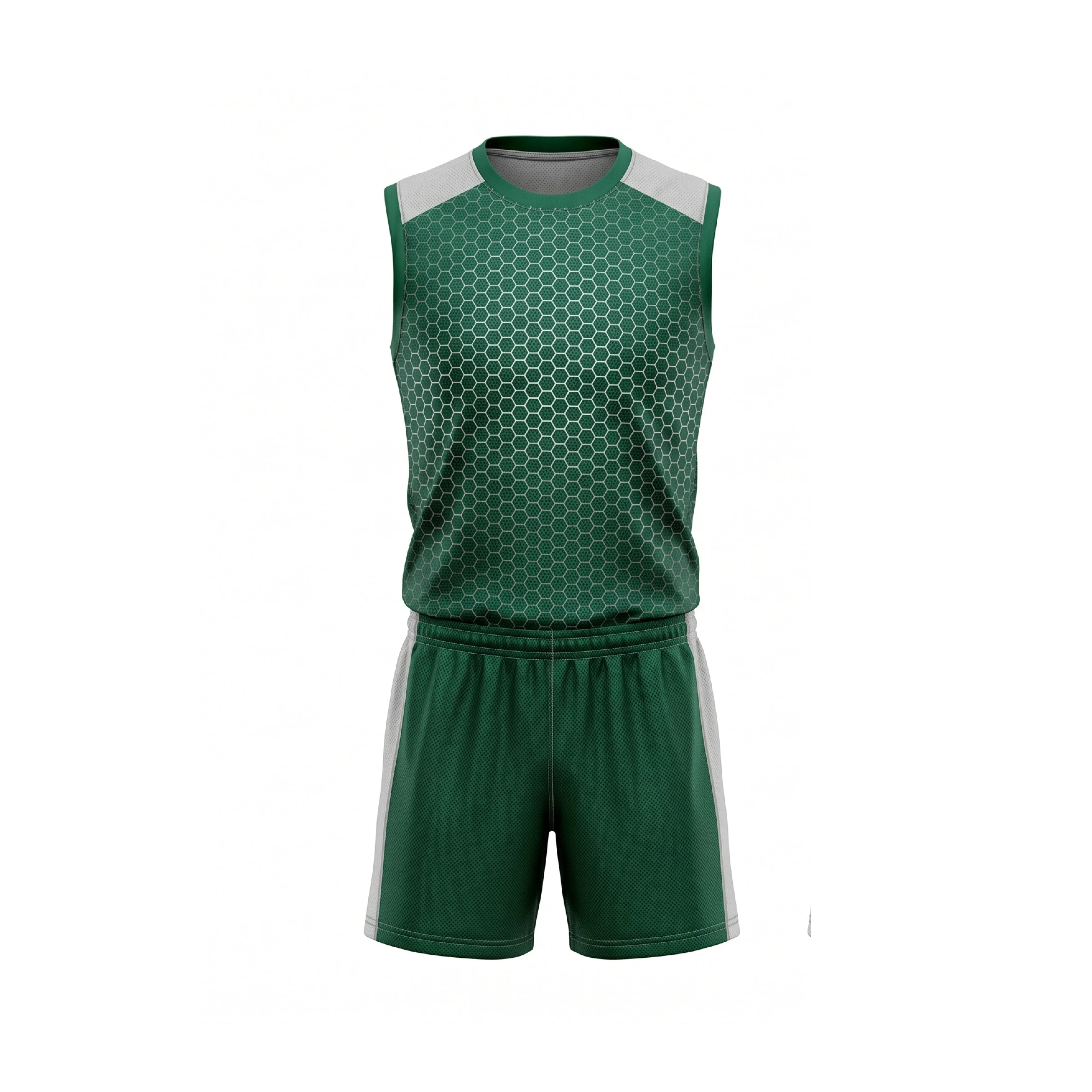 Emerald Green Honeycomb Volleyball Jersey & Matching Shorts