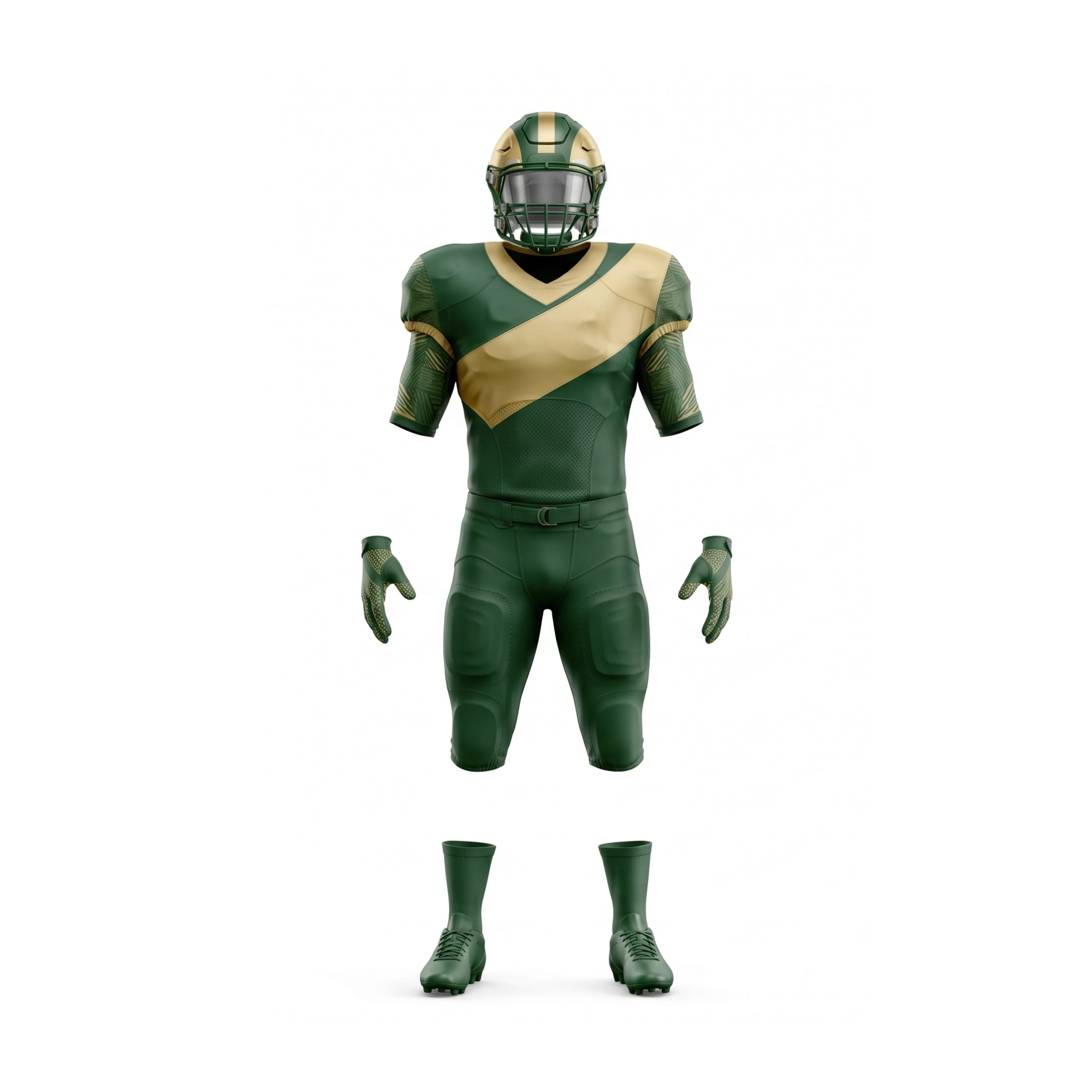 Green & Gold Diagonal Stripe American Football Uniform Set