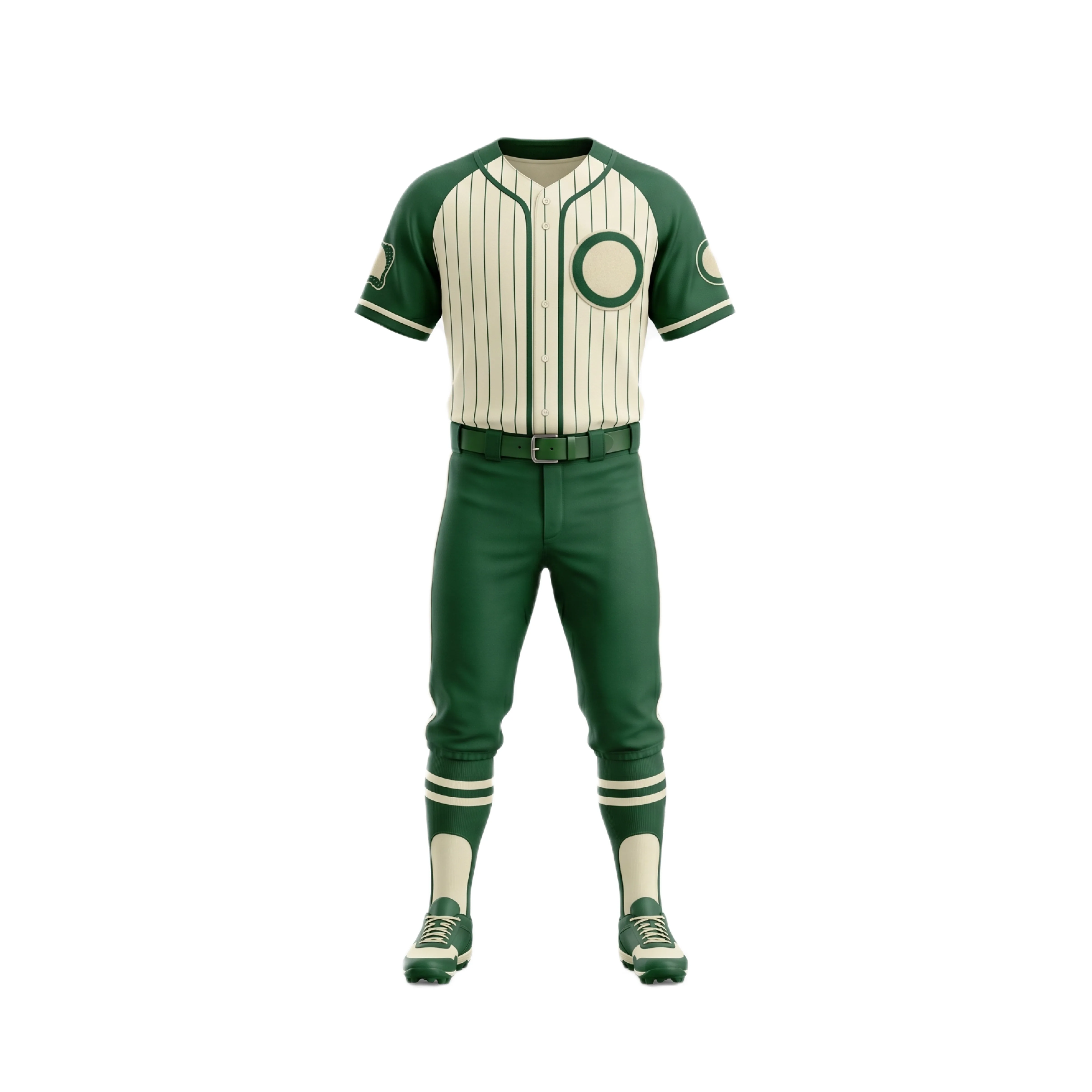 Dark Green Pinstripe Baseball Jersey & Pants Uniform Set