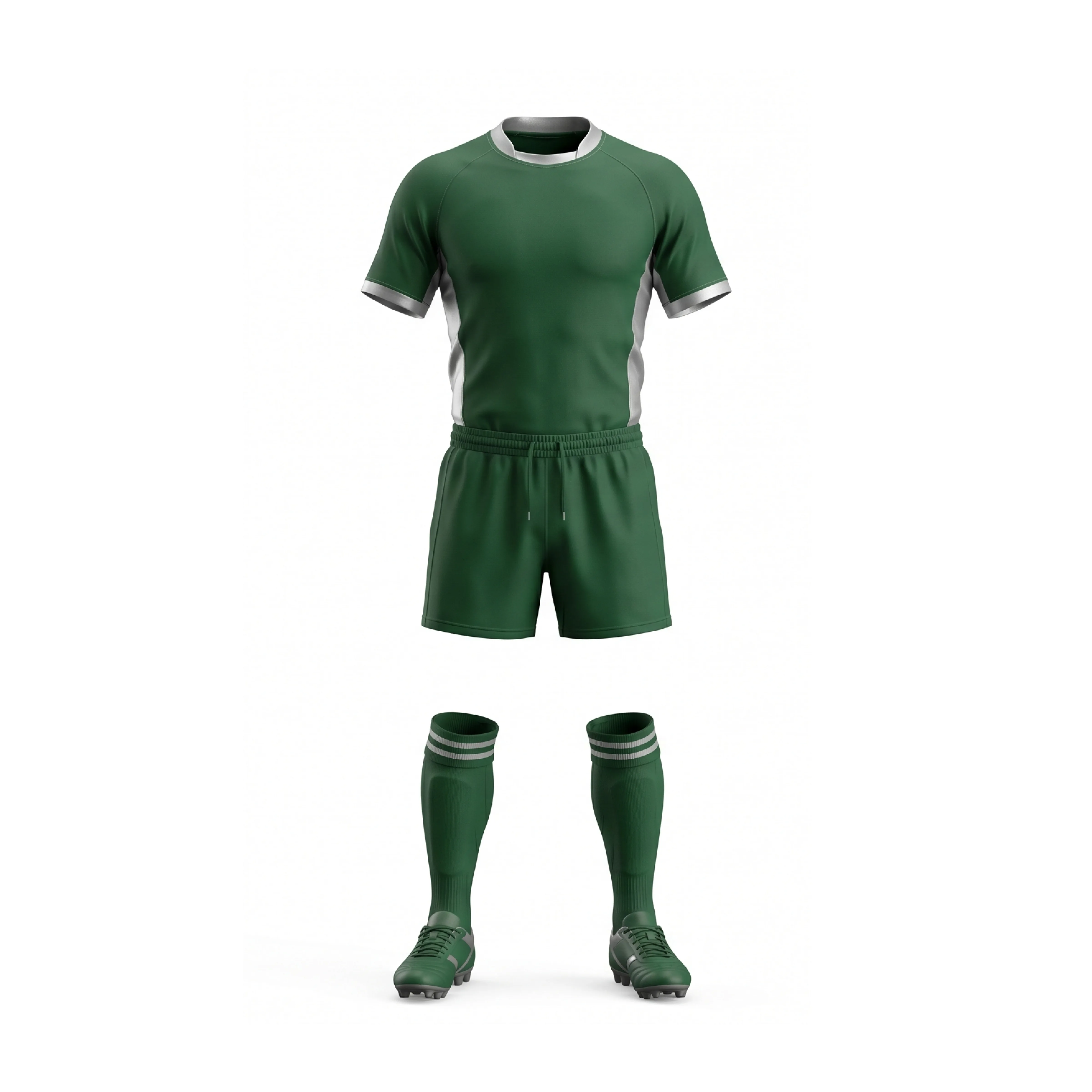 Green Rugby Uniform with White Accents