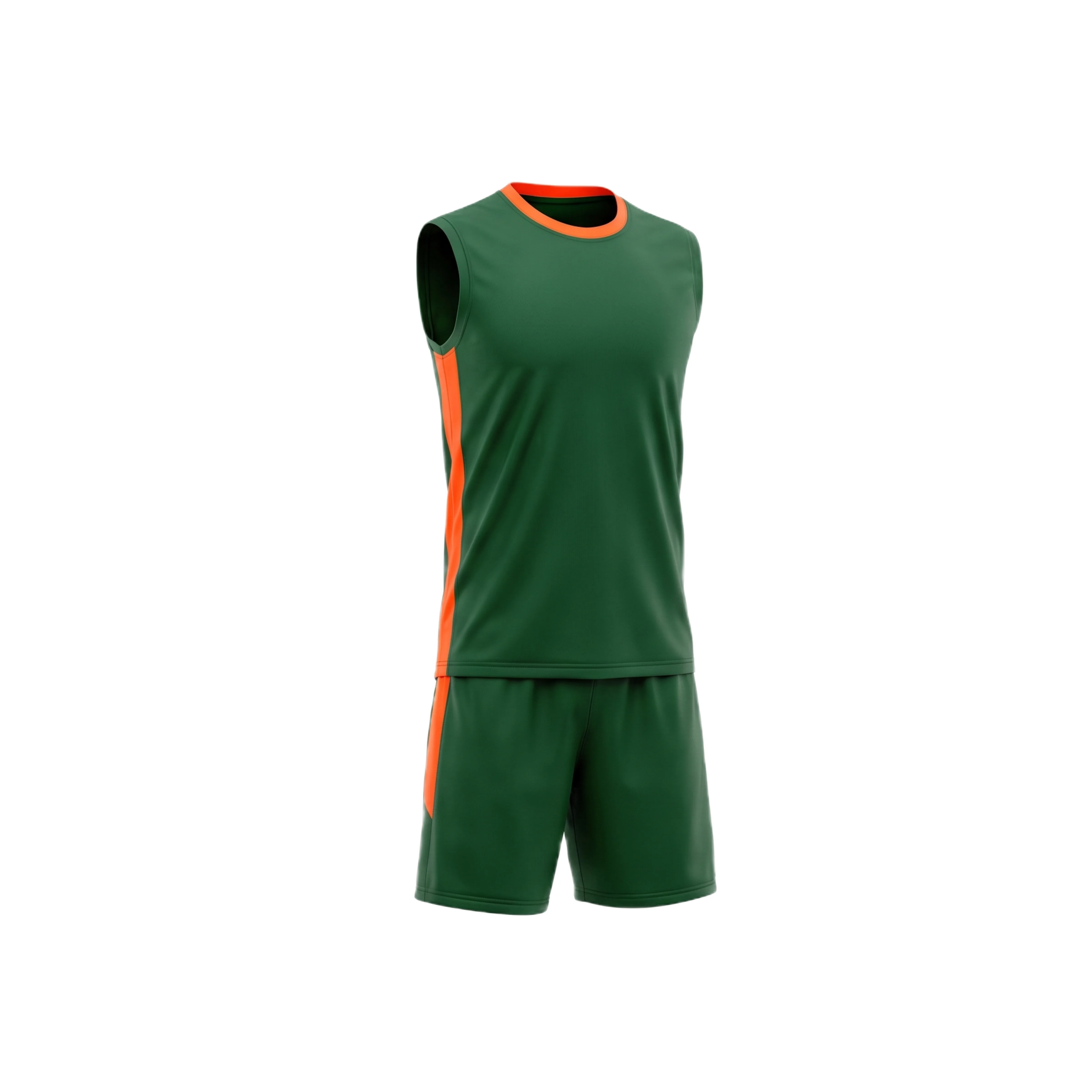 Green Volleyball Uniform with Orange Accents and Number 12