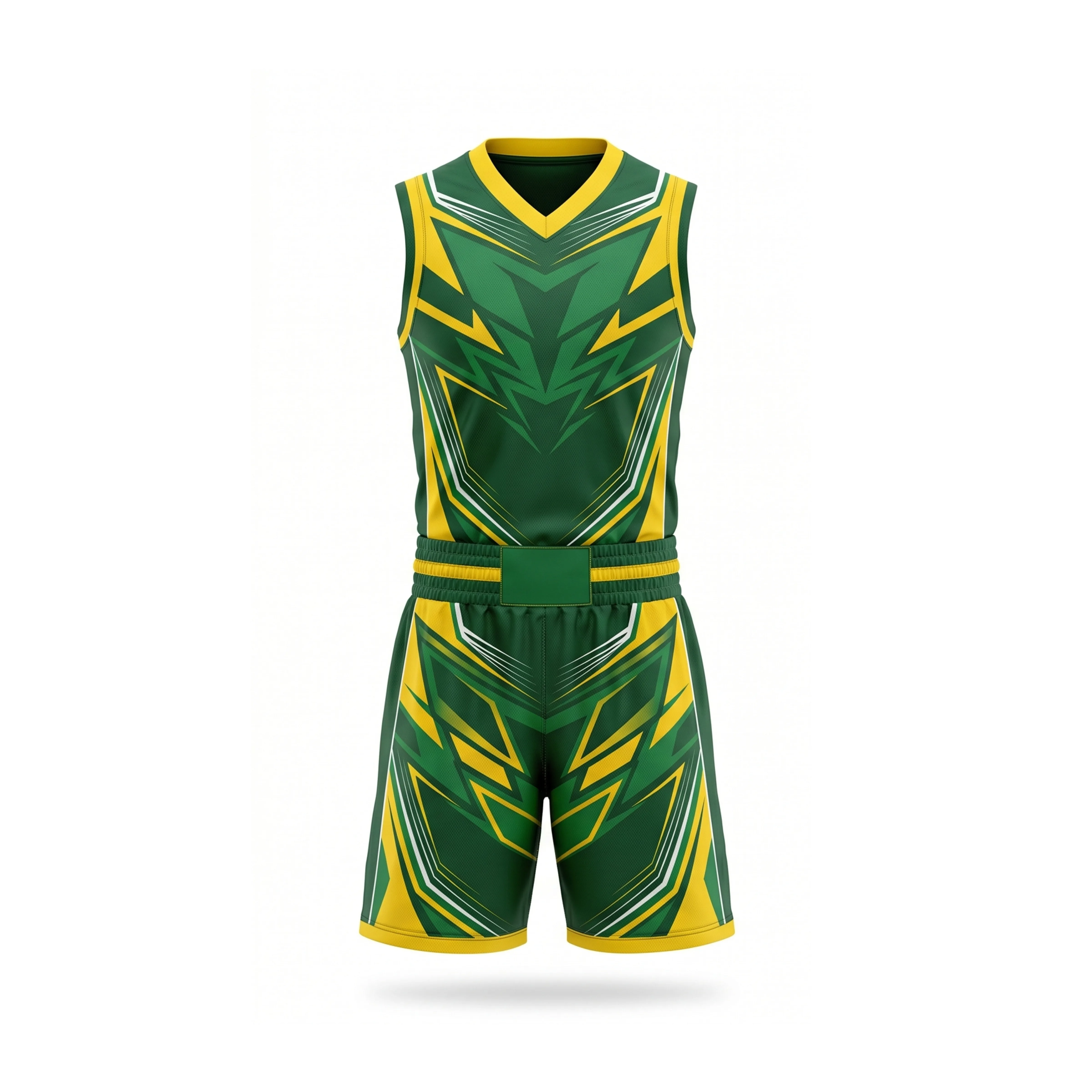 Green & Yellow Abstract Boxing Uniform Set