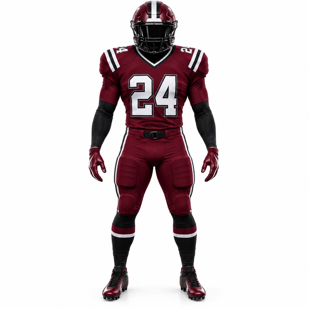 After customized burgundy football uniform number 24