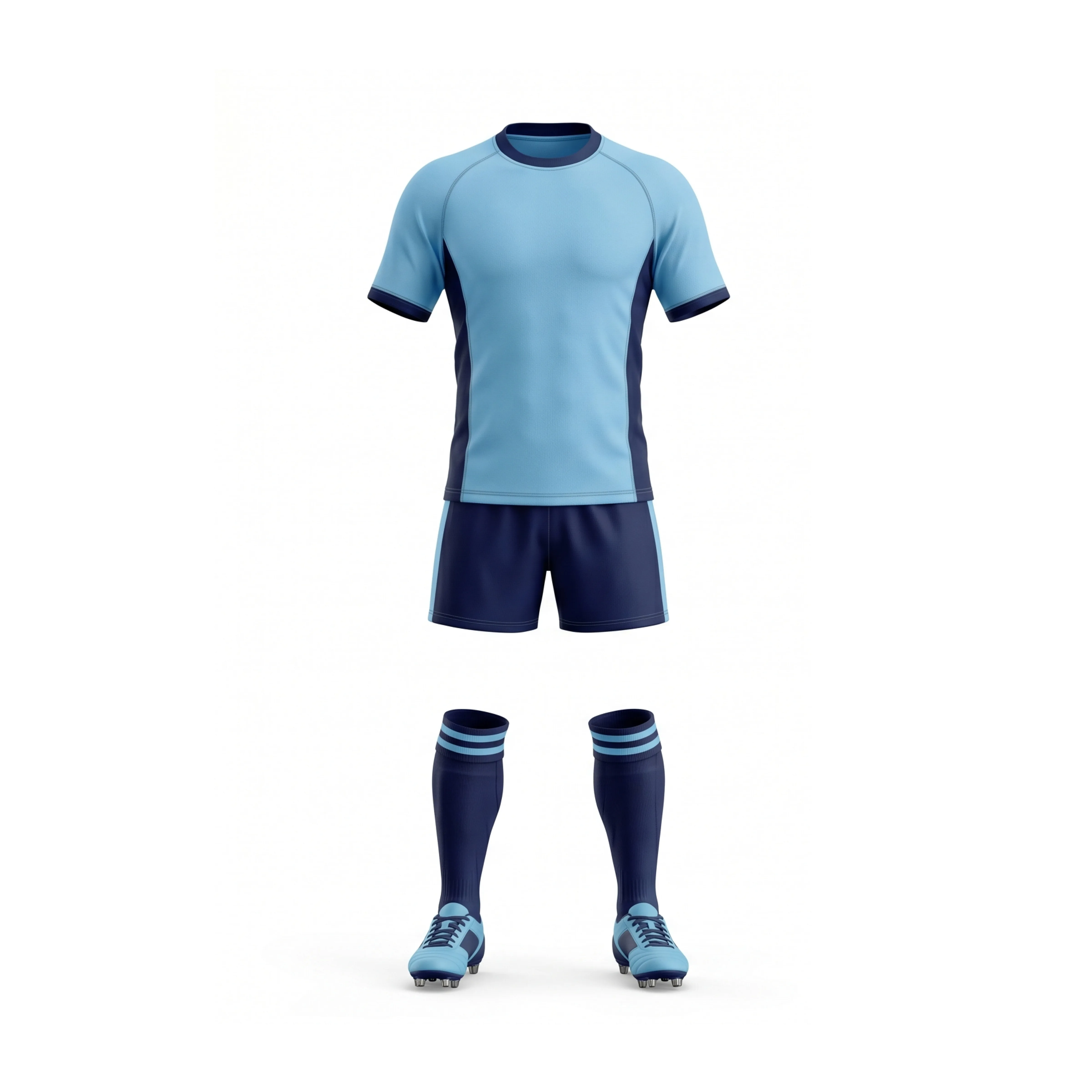 Light Blue & Navy Rugby Kit with Contrasting Panels