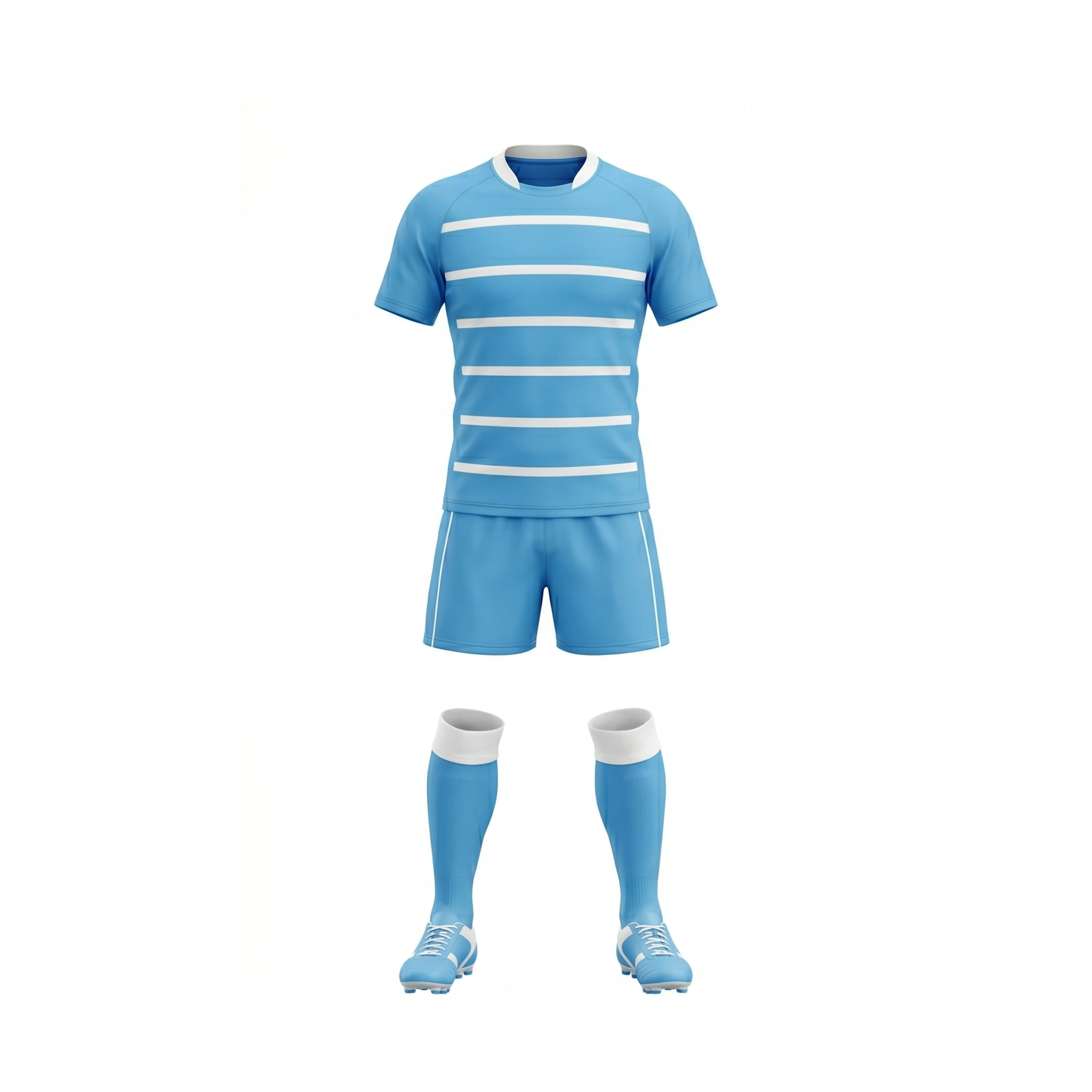 Light Blue White Stripe Rugby Kit with Shorts and Socks