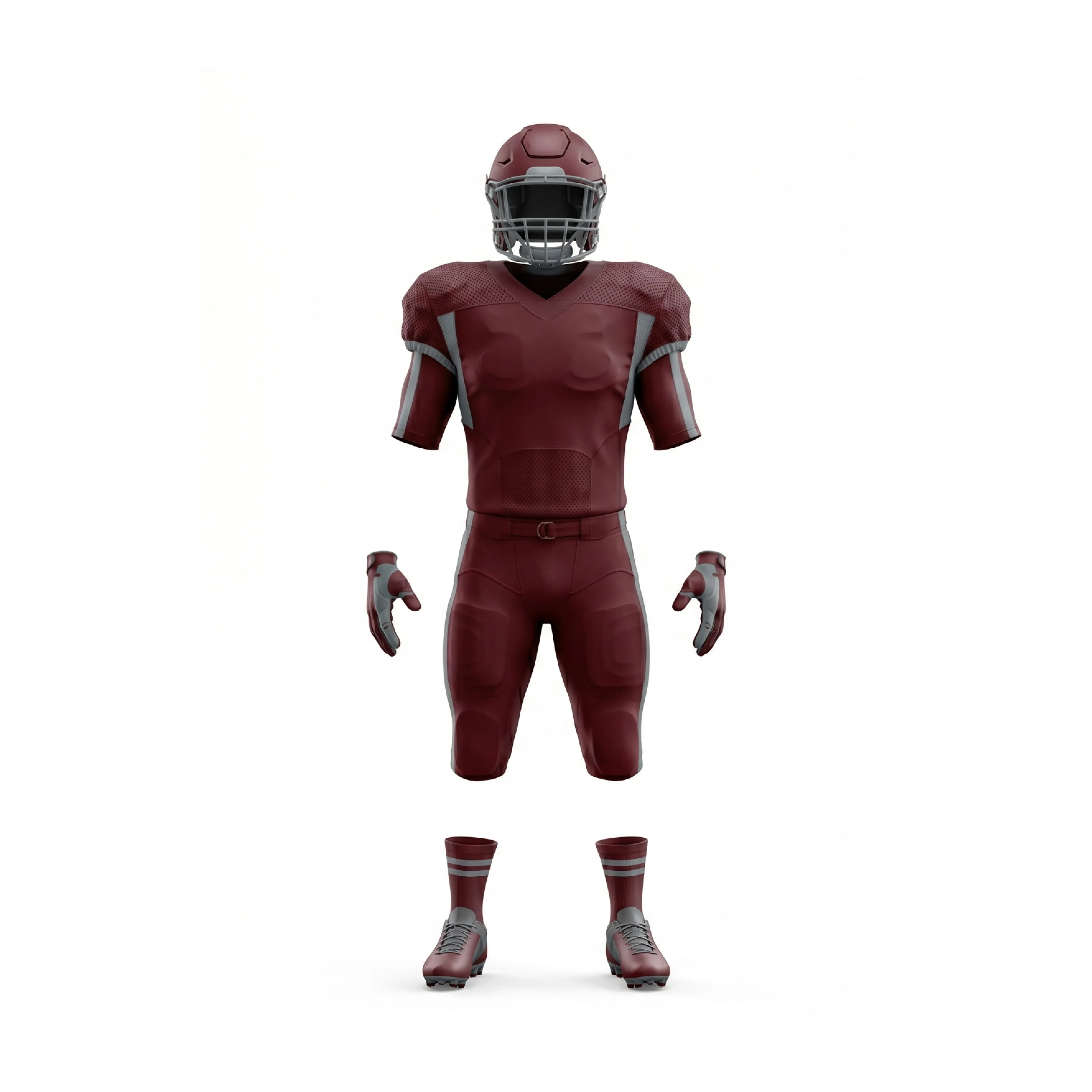 Maroon & Grey American Football Uniform Set with Number 11