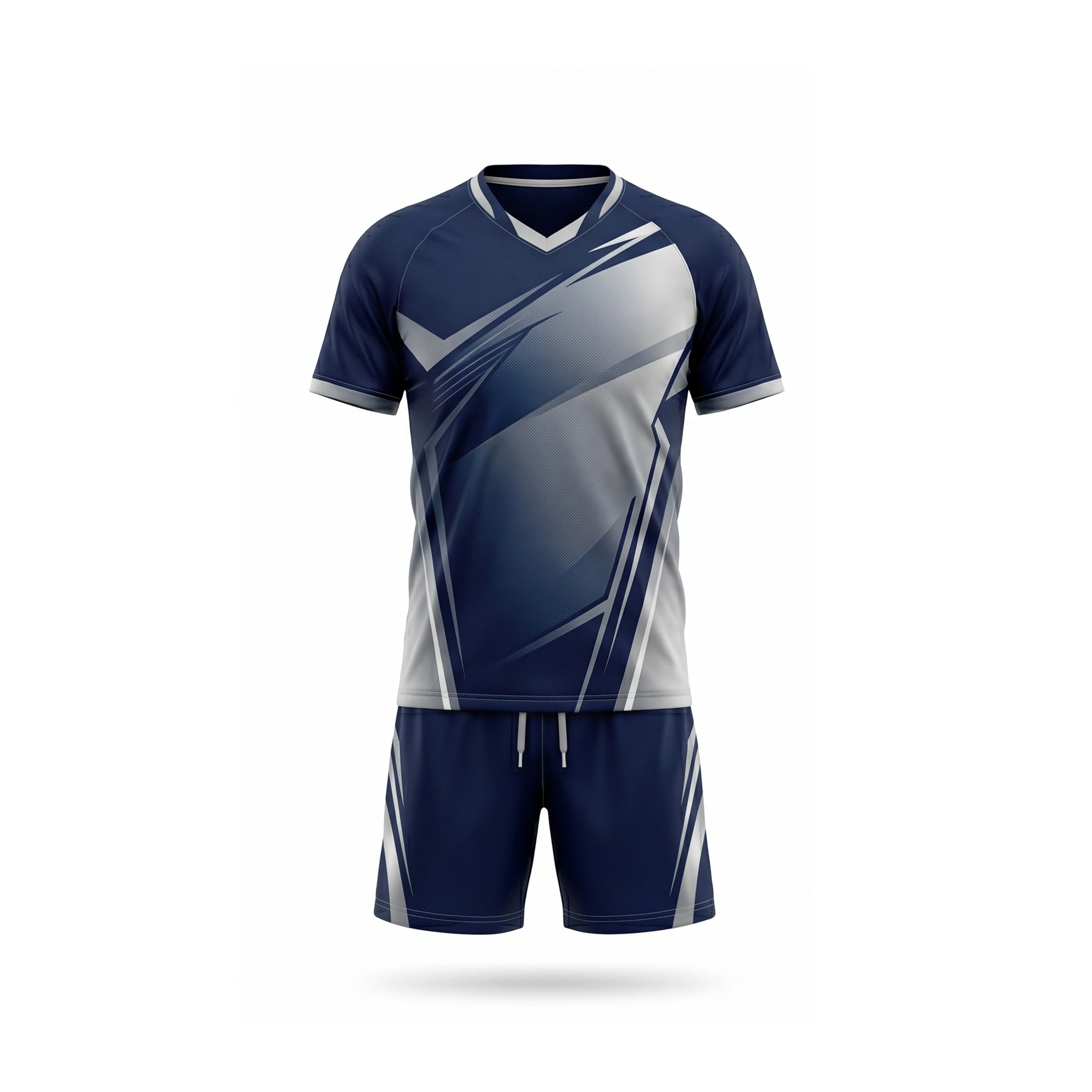 Navy Grey Abstract Badminton Jersey & Shorts Uniform Set