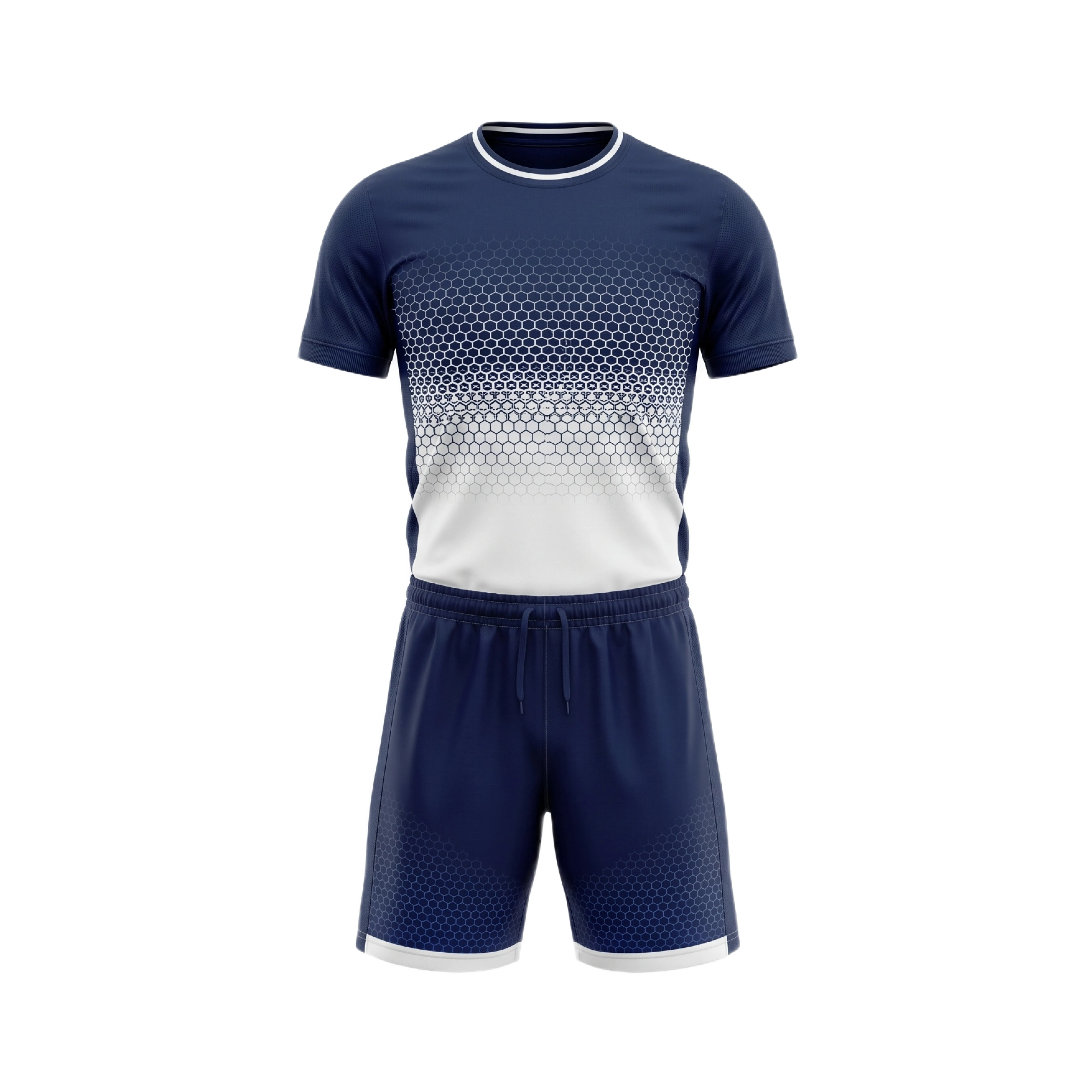 Navy & White Hexagon Gradient Soccer Jersey & Shorts Set