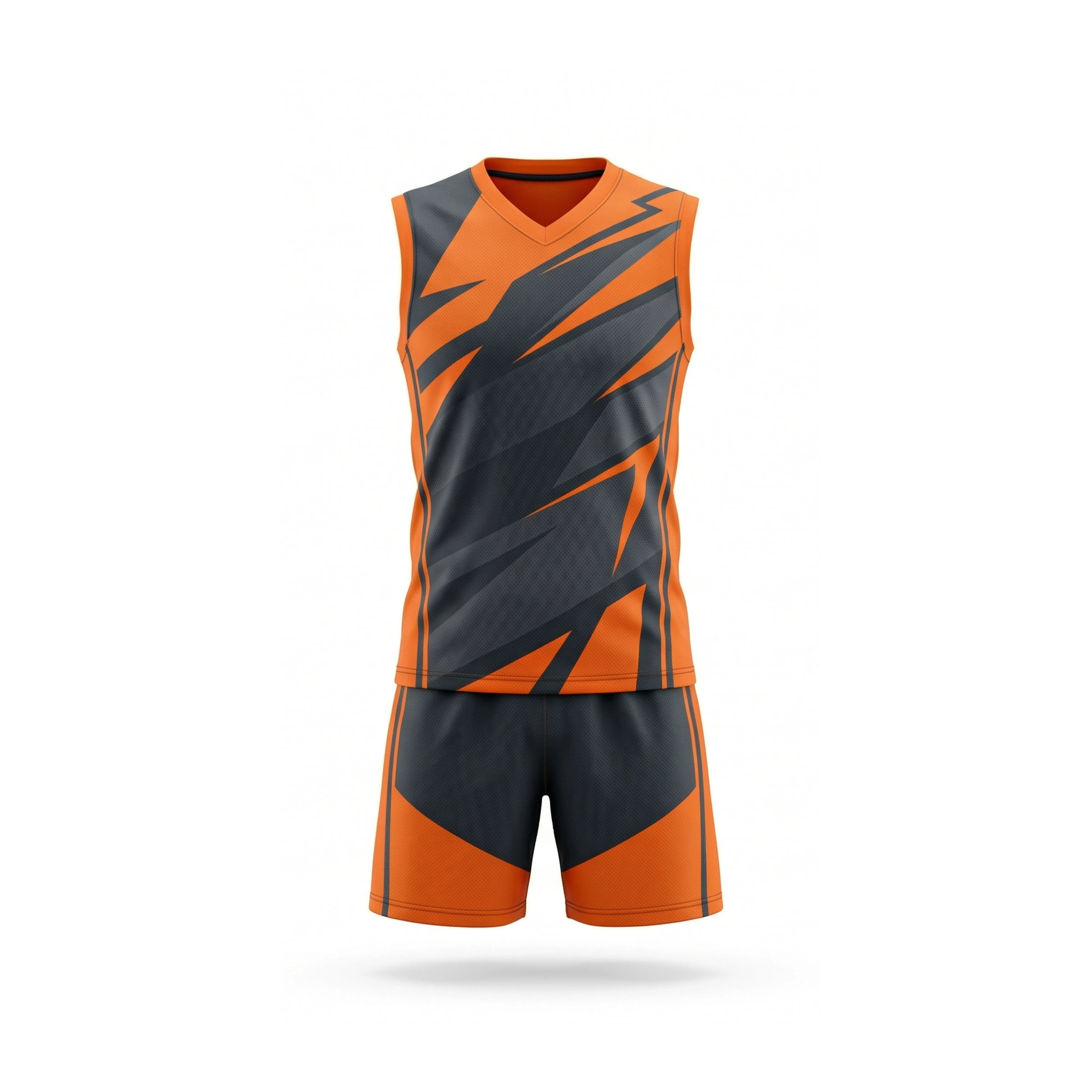 Orange & Dark Grey Volleyball Uniform with Abstract Pattern