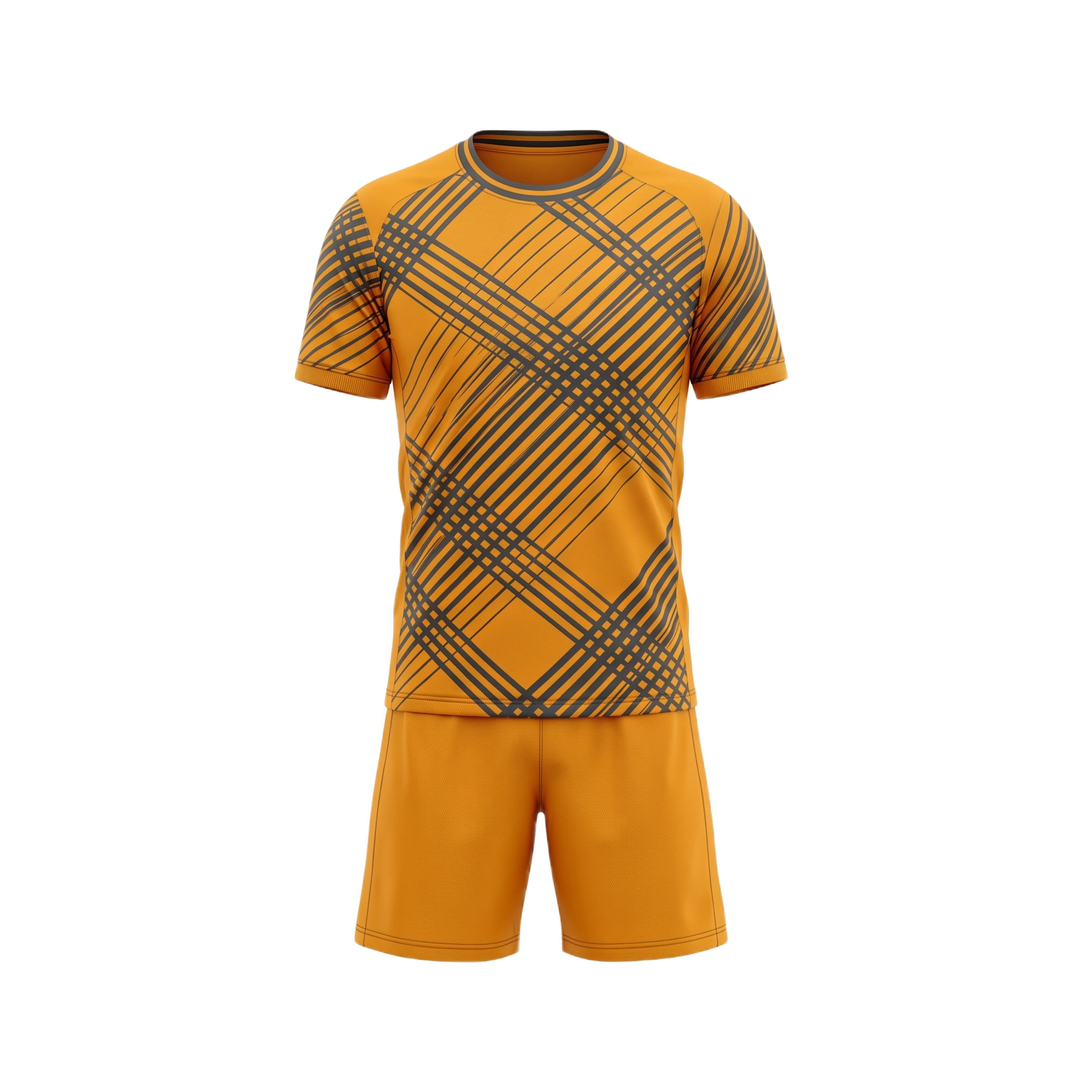 Orange Plaid Soccer Uniform with Dark Gray Accents