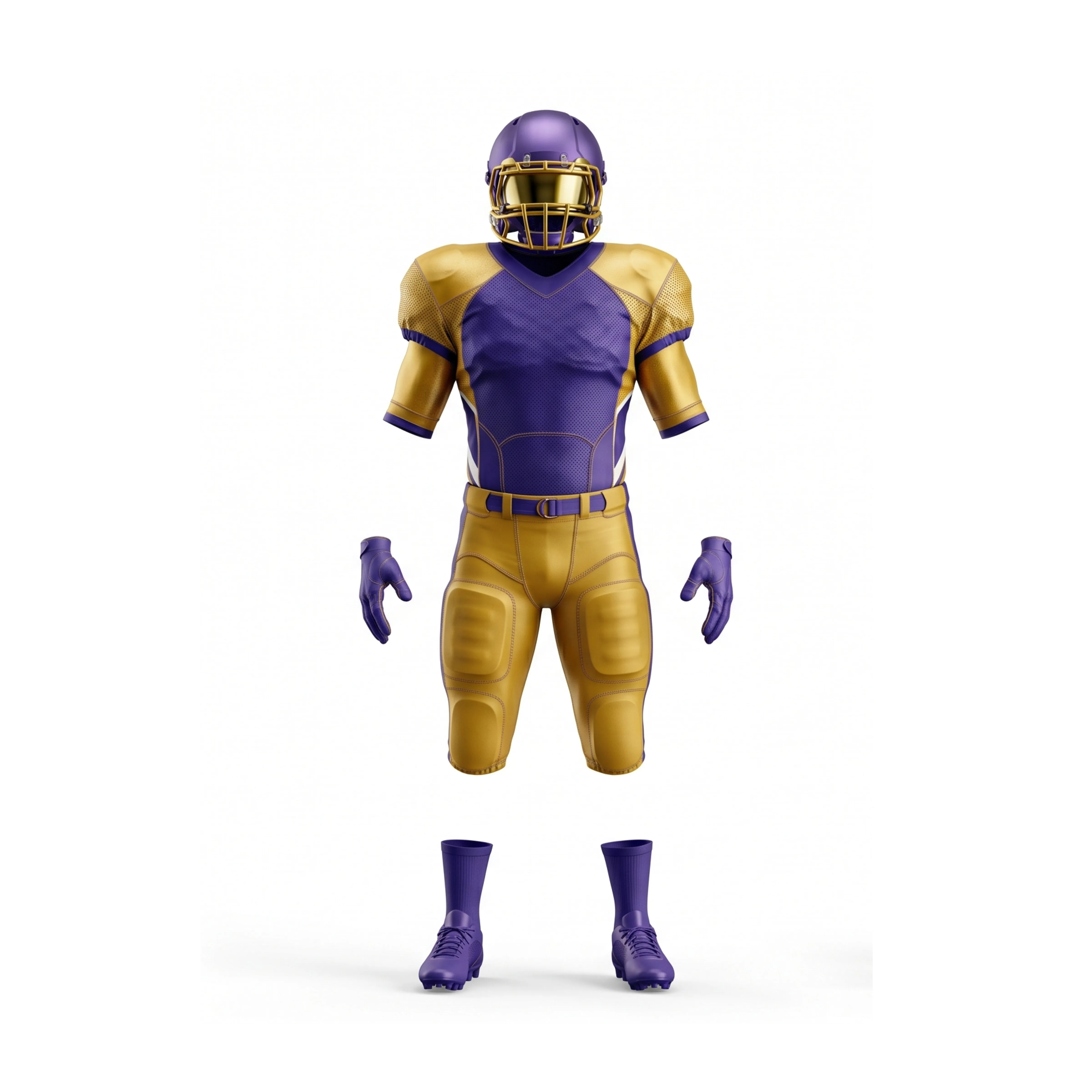 Purple & Gold Padded American Football Uniform Set