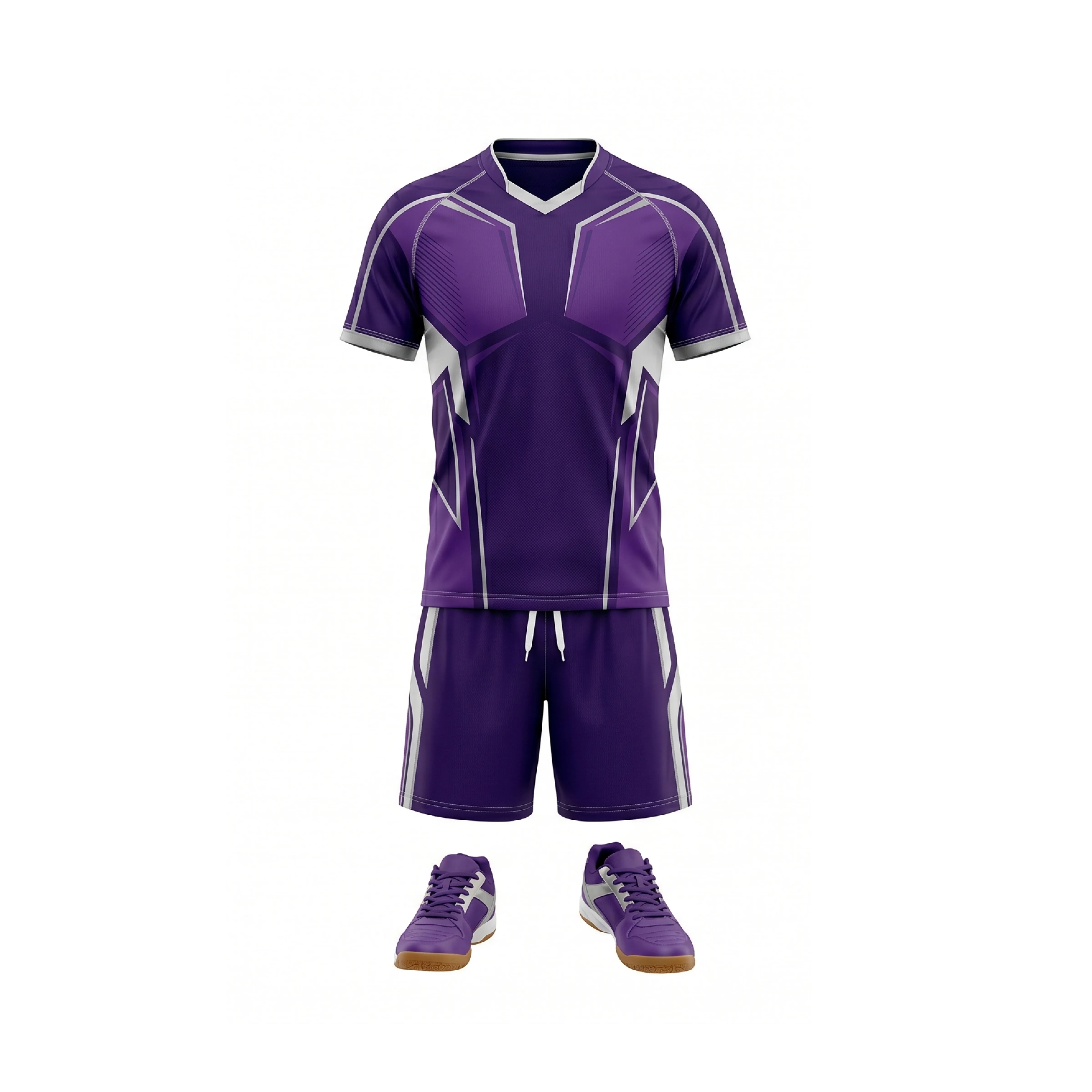 Purple Table Tennis Uniform Set with White Accents