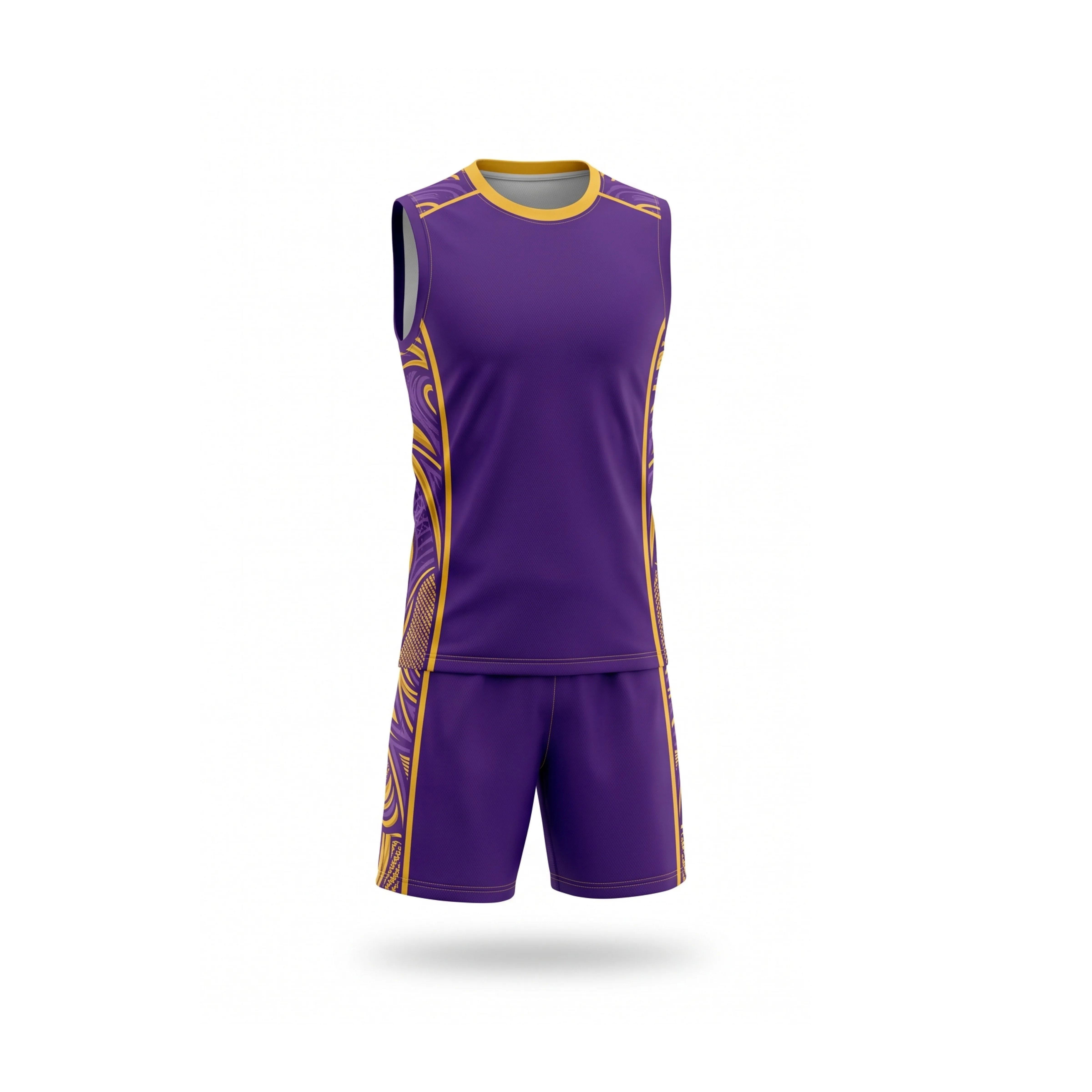 Purple & Yellow Volleyball Uniform Set with Unique Side Design