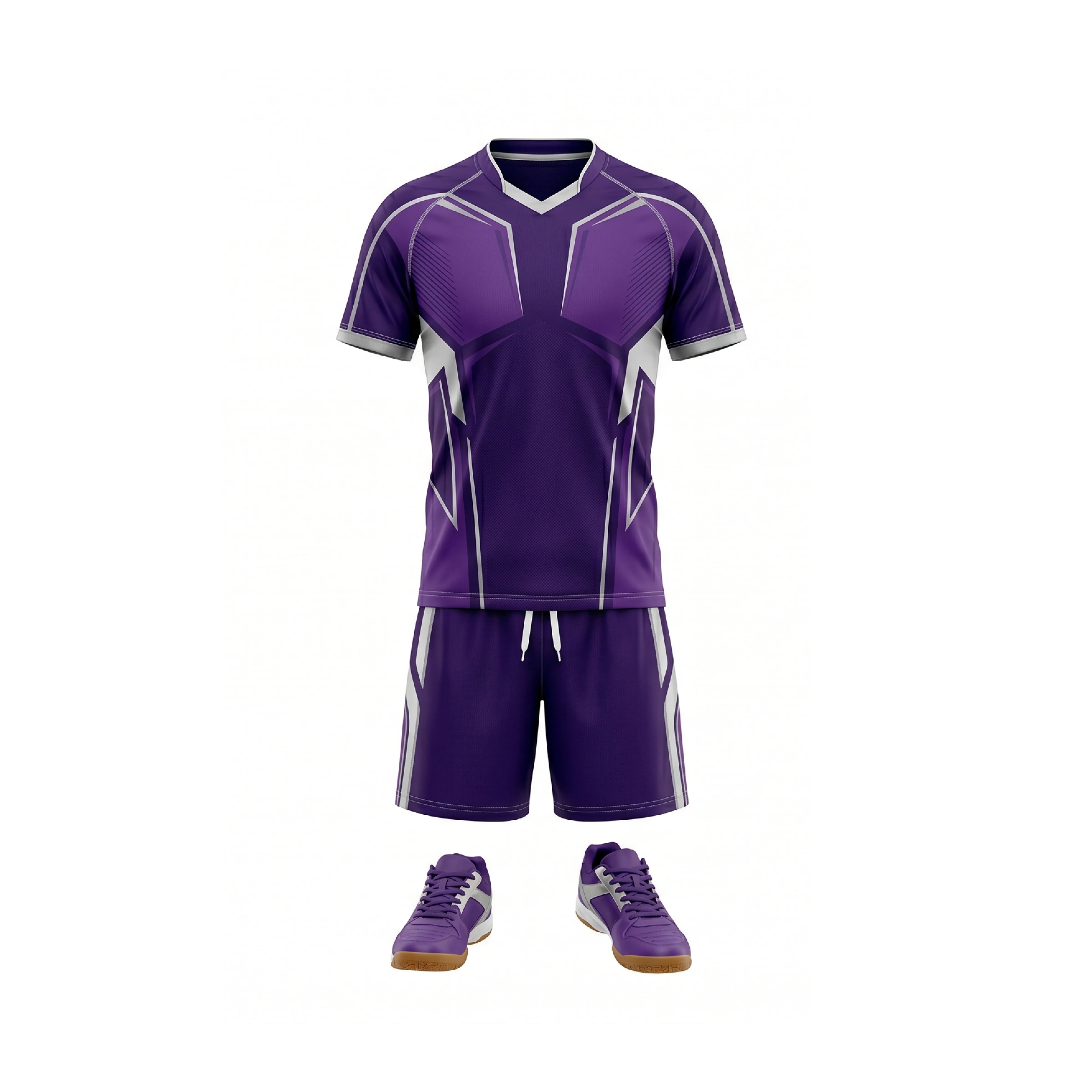 Purple and White Geometric Table Tennis Jersey & Shorts Set