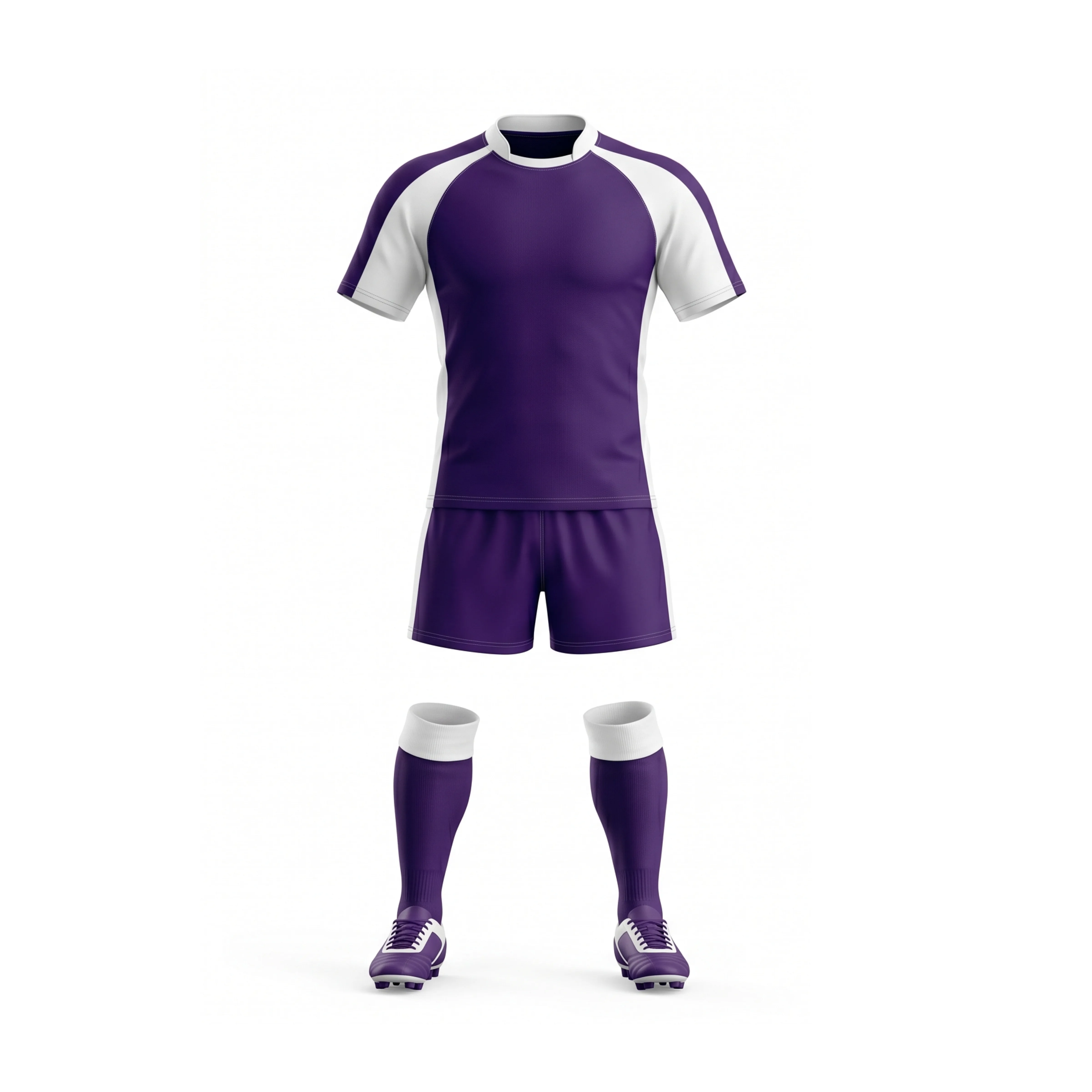 Purple and White Short Sleeve Rugby Jersey Kit