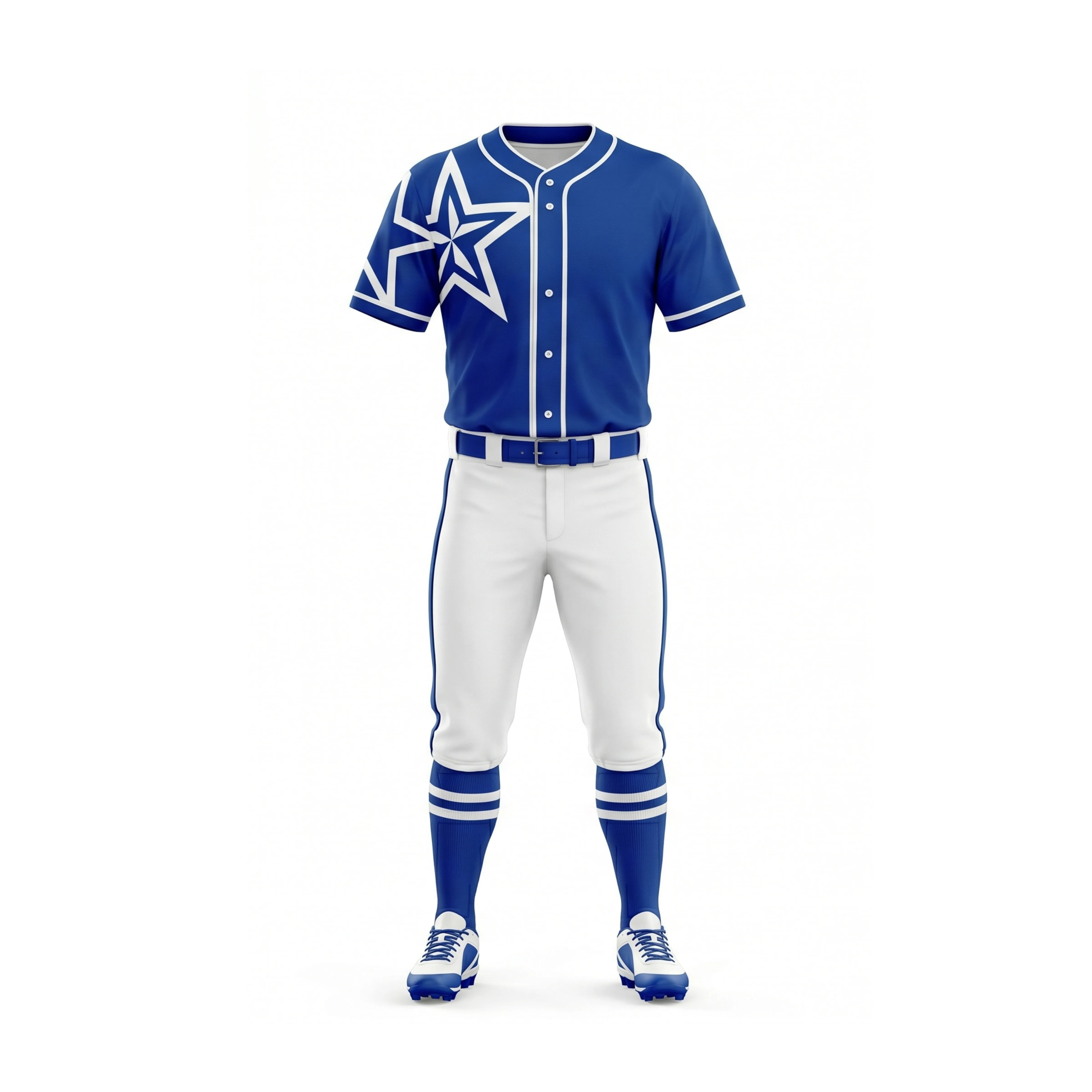 Royal Blue & White Star Baseball Jersey & Pant Set