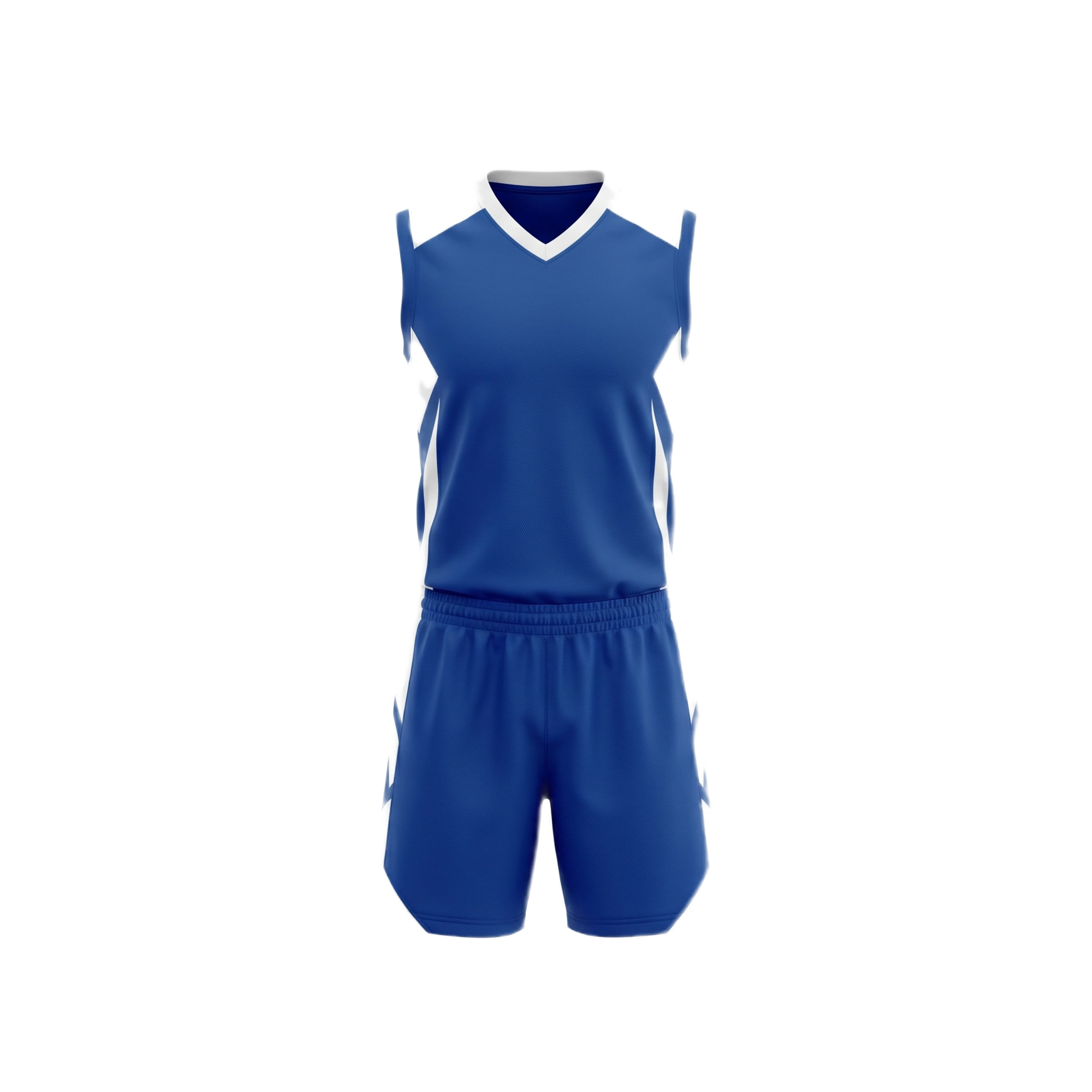 Royal Blue Volleyball Uniform with White Accents and Tie-Through Sleeves