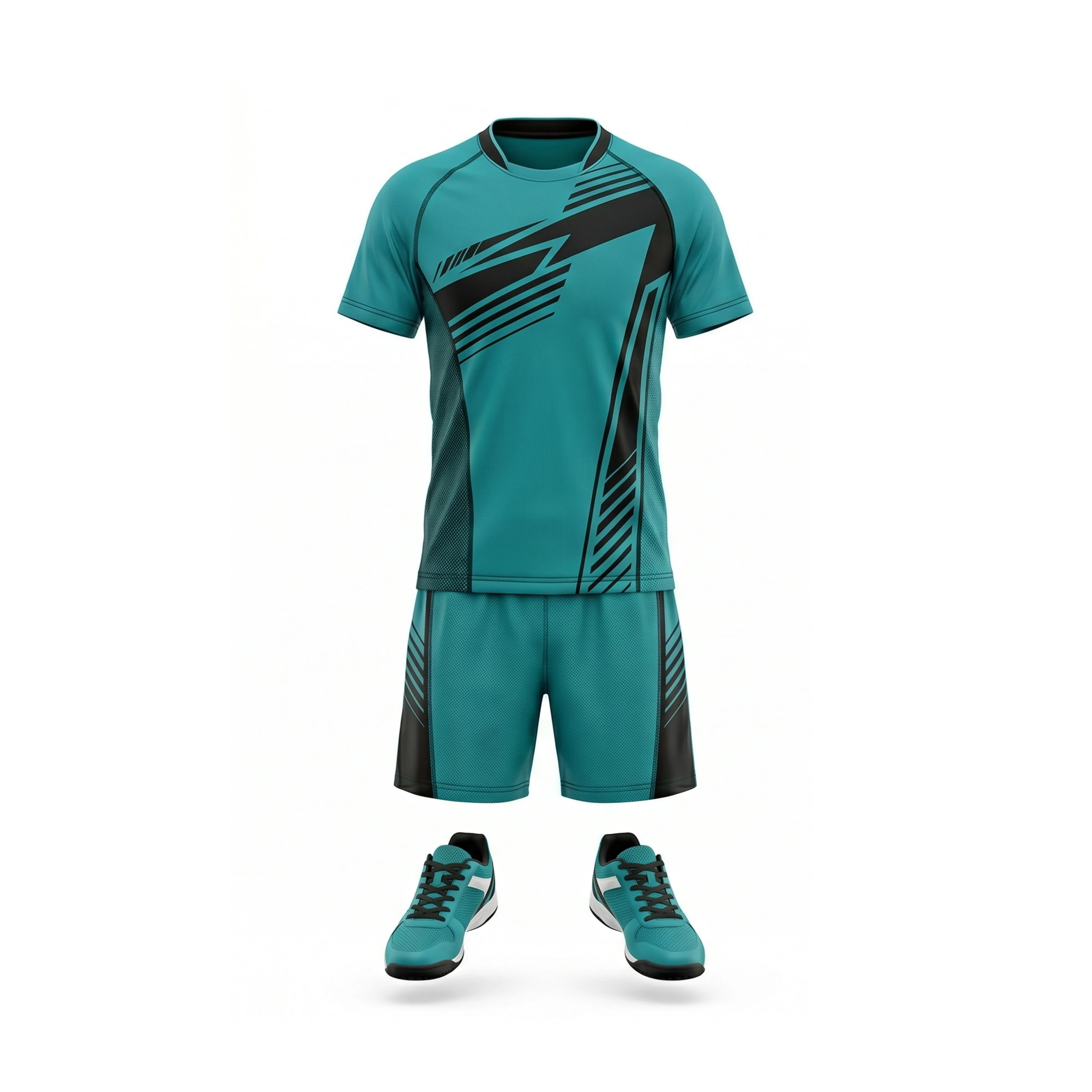 Teal Black Graphic Table Tennis Uniform Set