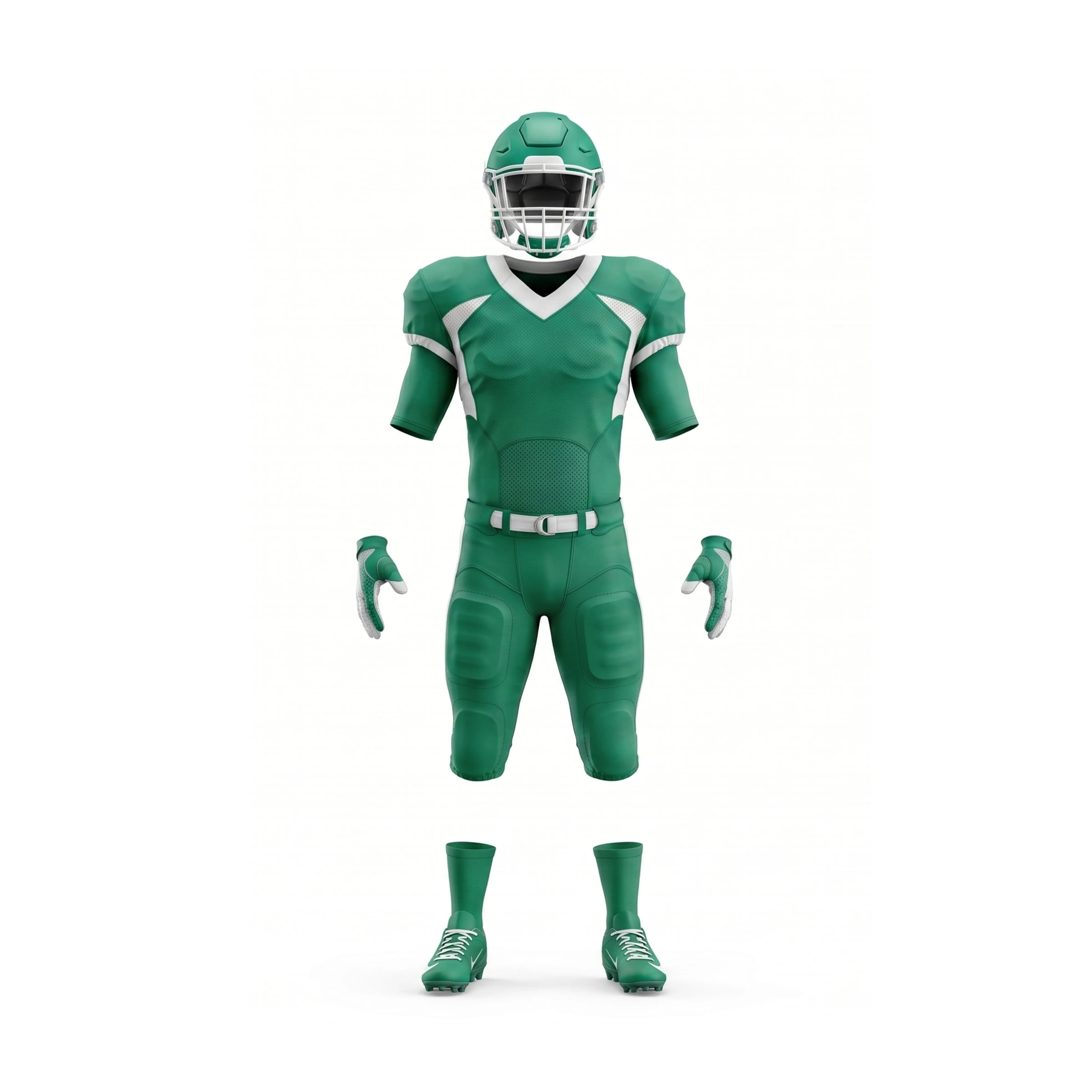 Vibrant Green American Football Uniform Set with White Accents