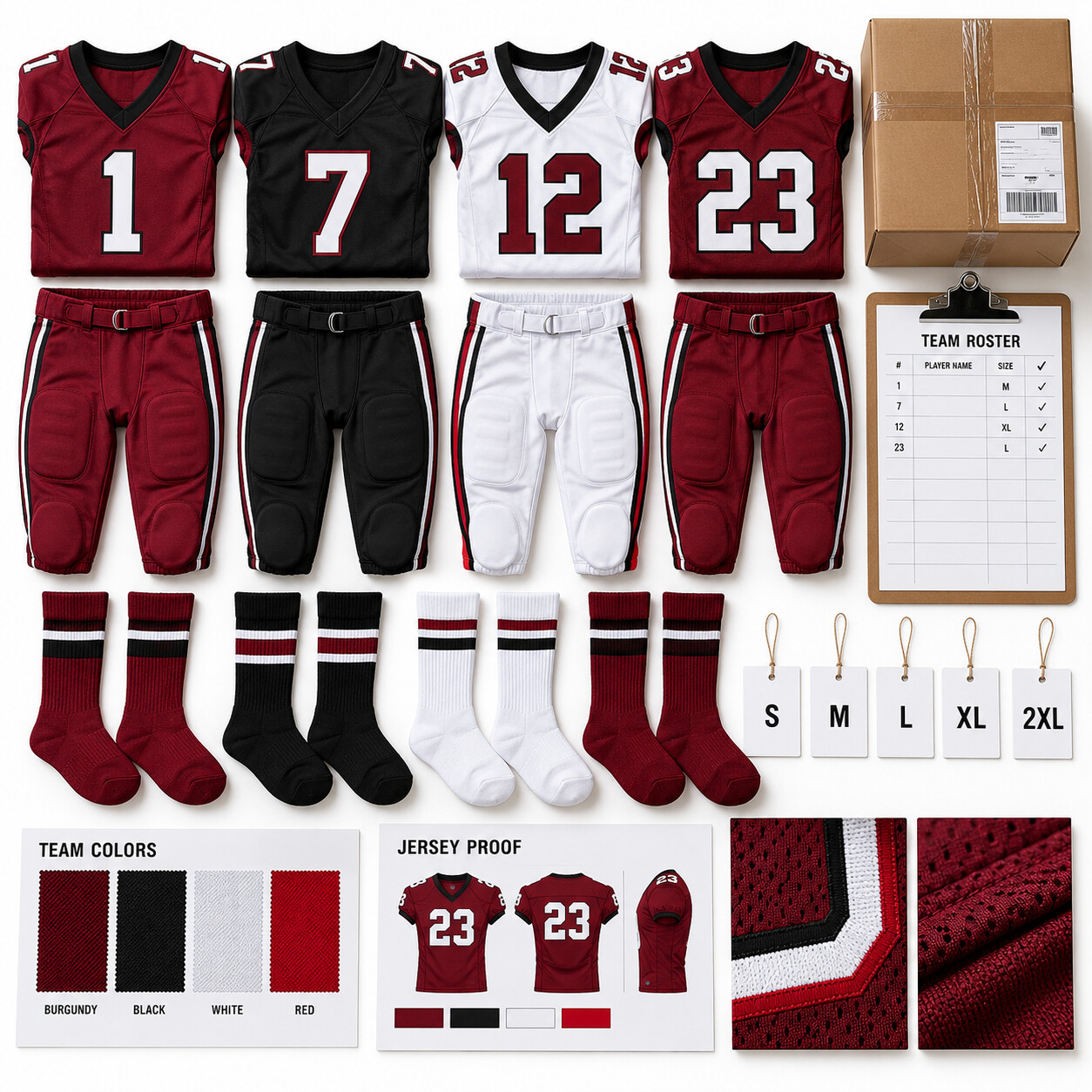 Complete football team order checklist