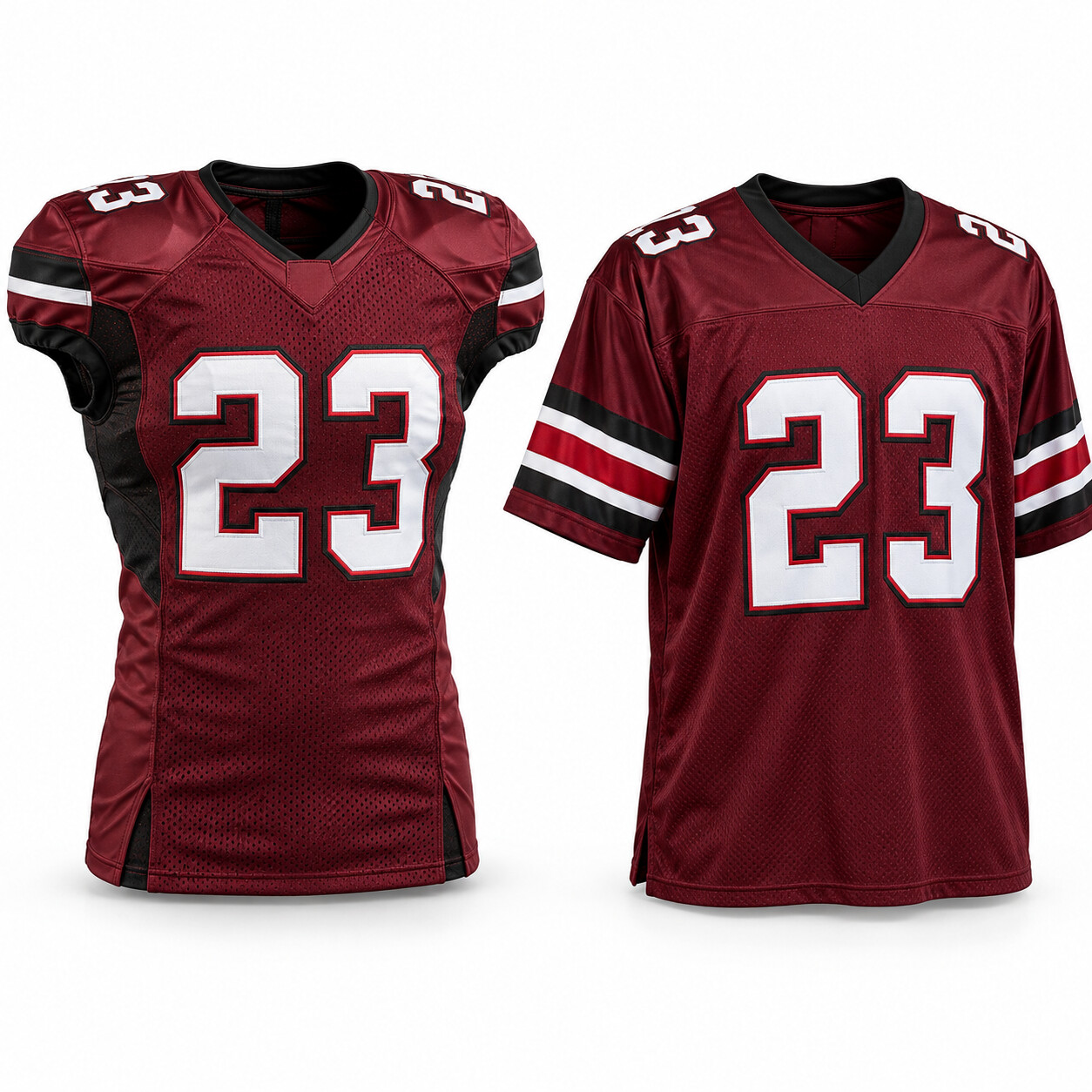 Game cut football jersey compared with fan cut football jersey
