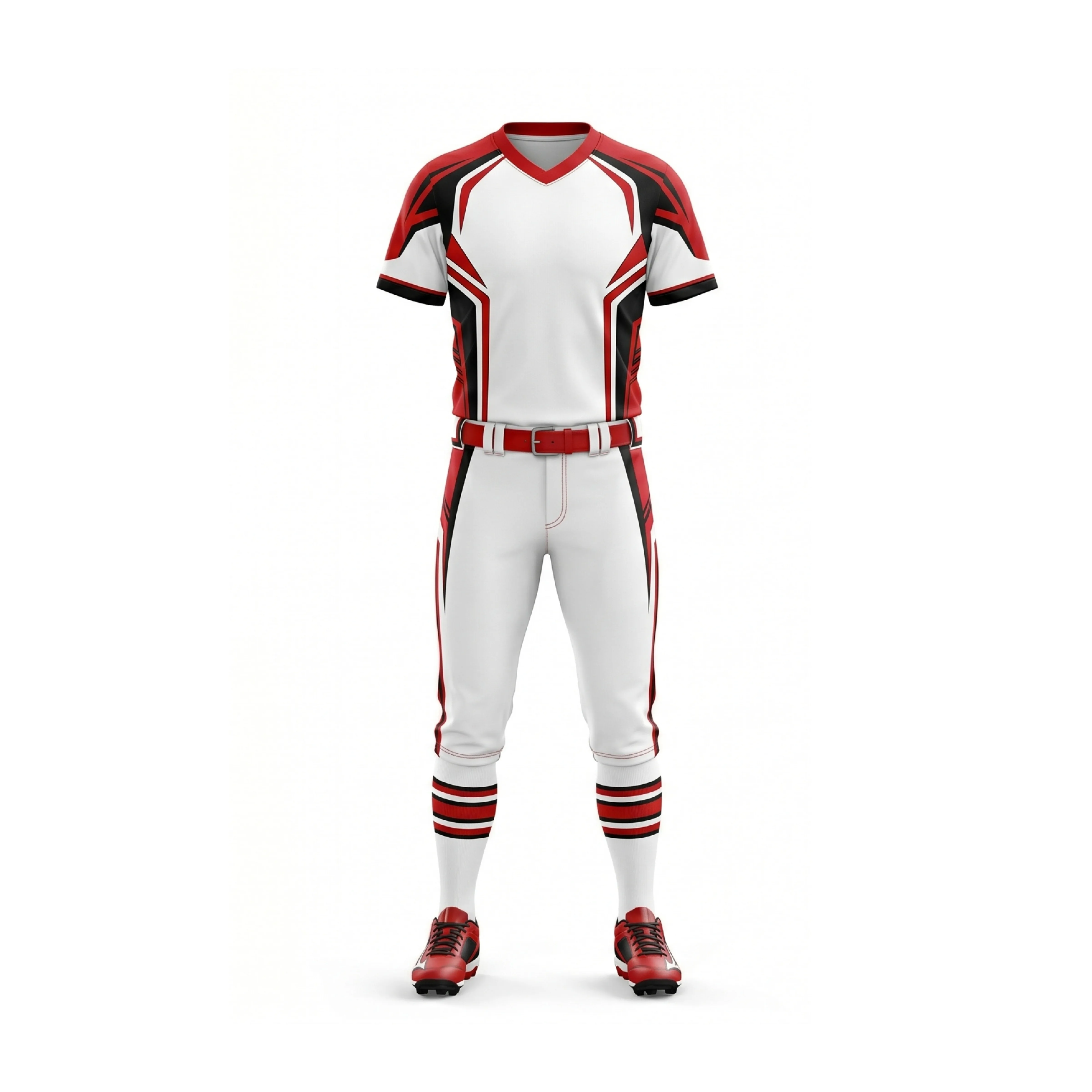 White, Red, & Black Pro-Fit Softball Jersey and Pant Set