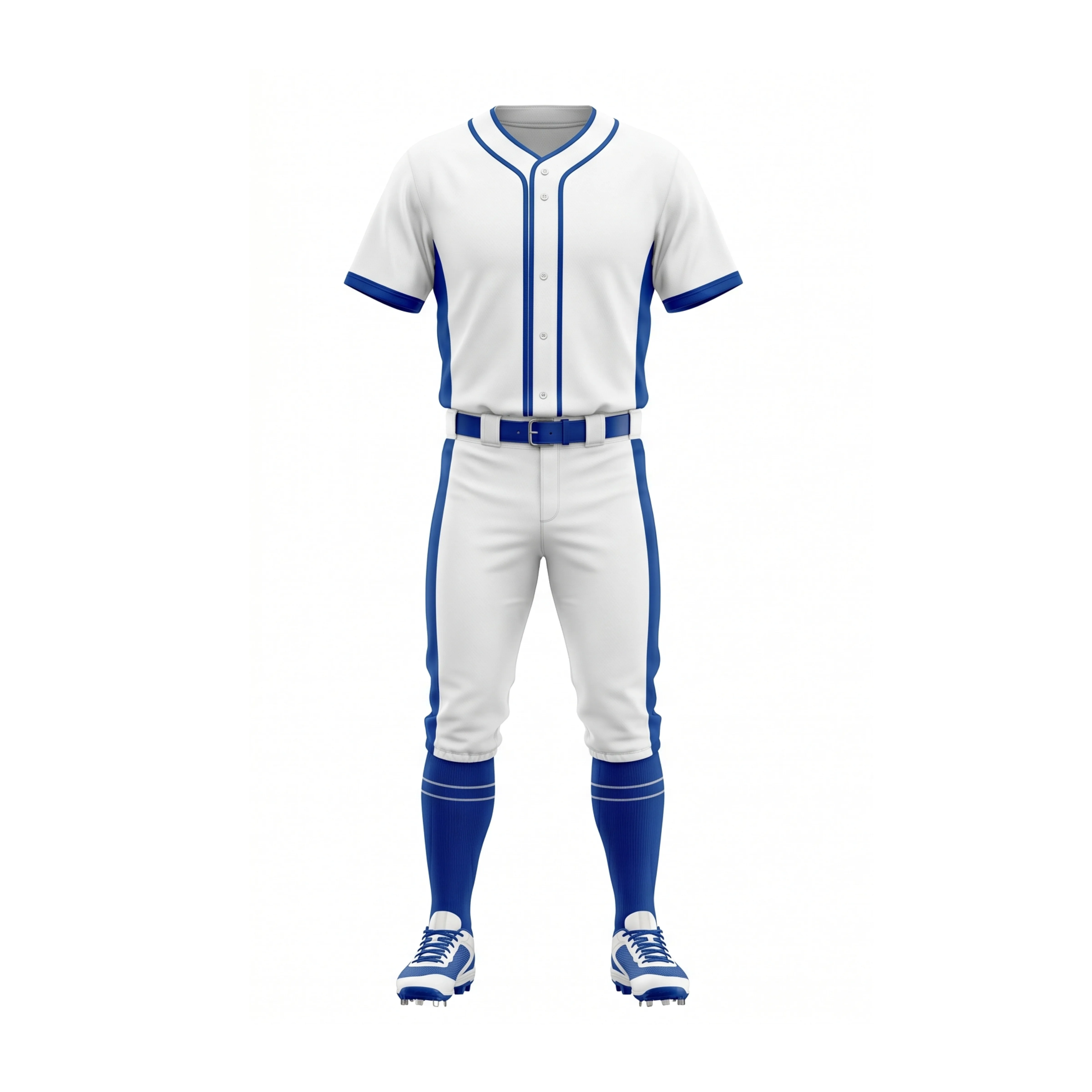 Classic White & Royal Blue Baseball Uniform Set