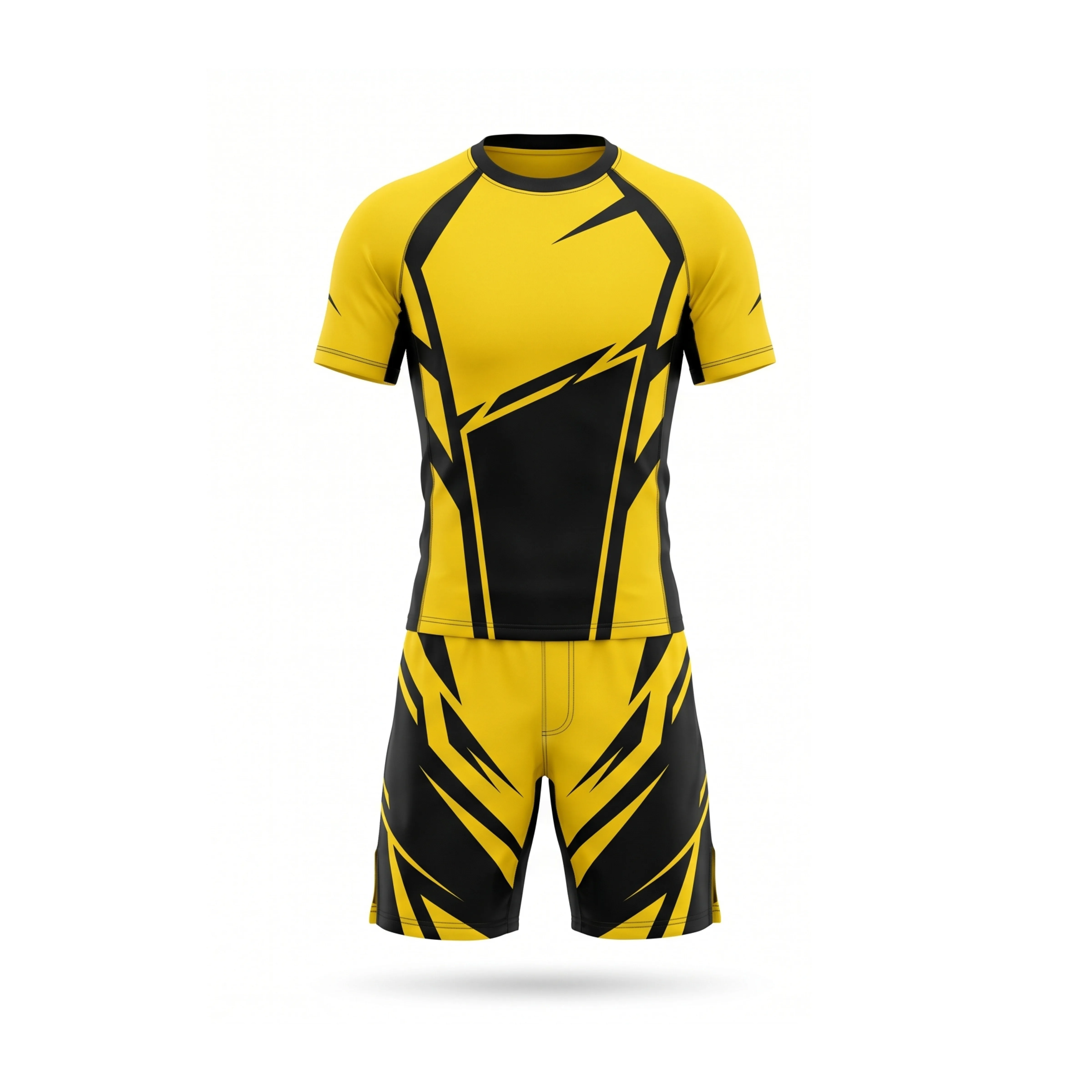 Yellow and Black Geometric Pattern MMA Uniform