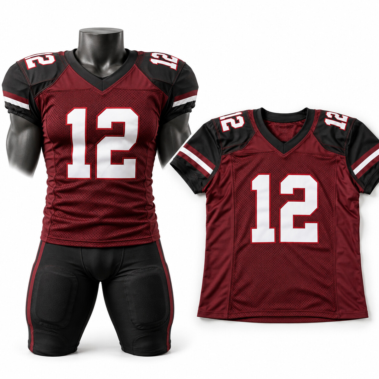 Football jersey fit over shoulder pads