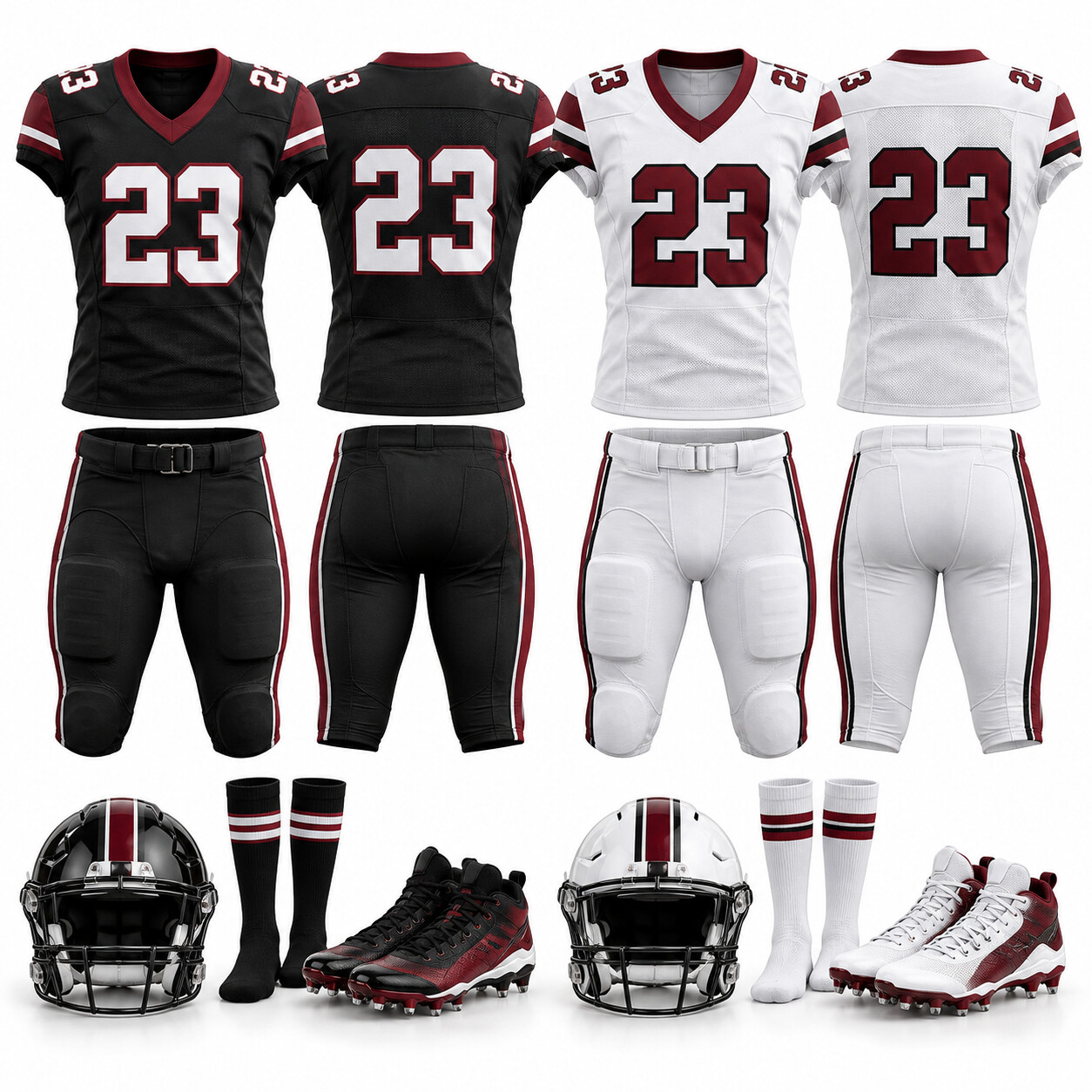 Coordinated home and away football uniform system