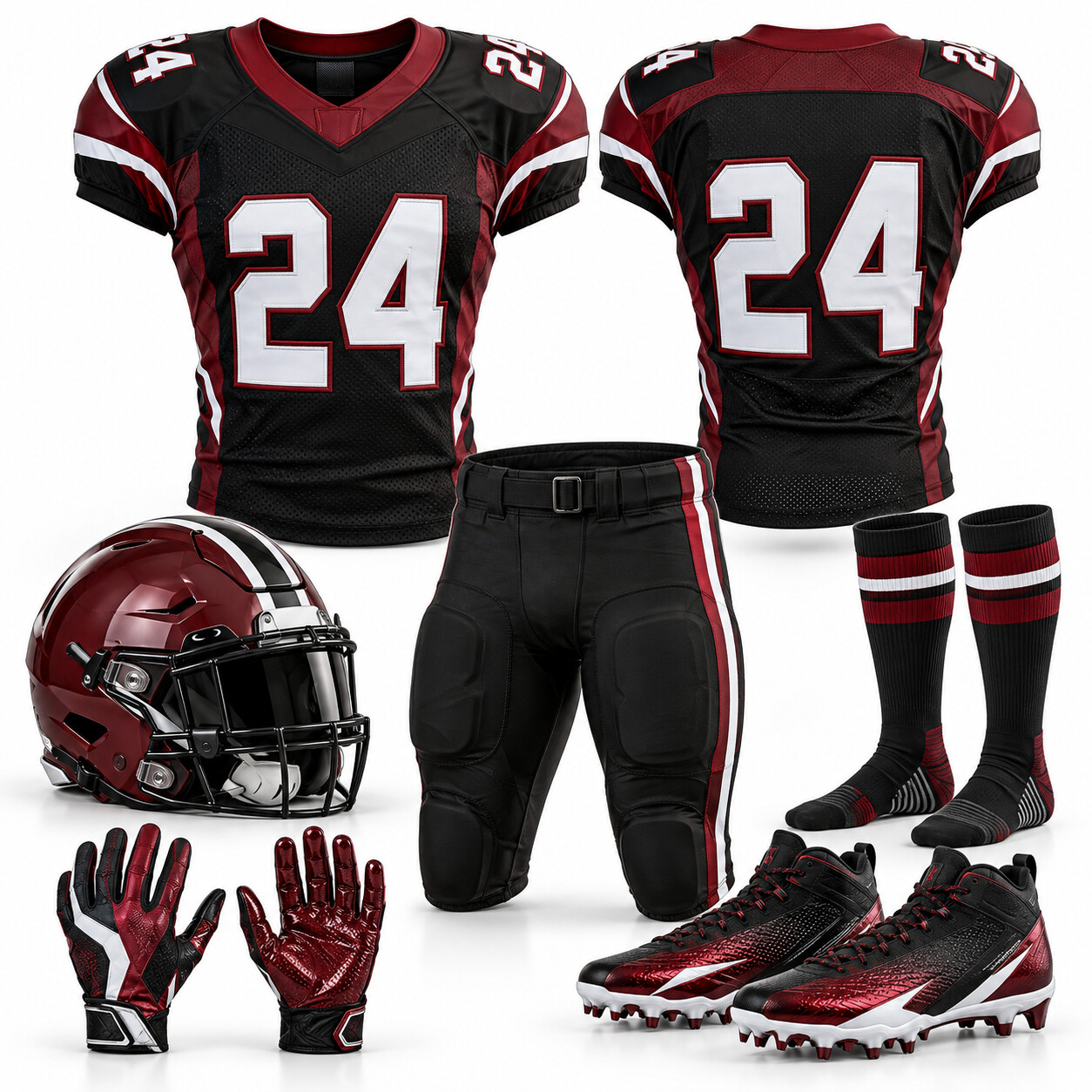 Complete custom American football team uniform package