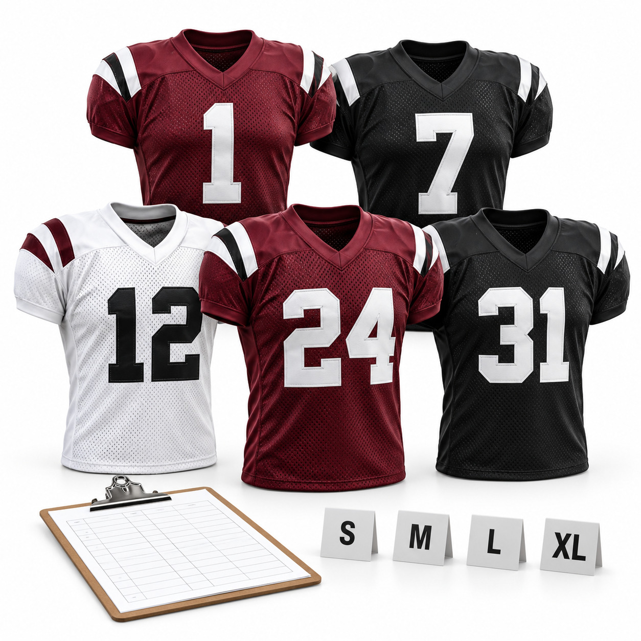 Football team roster and jersey size planning checklist