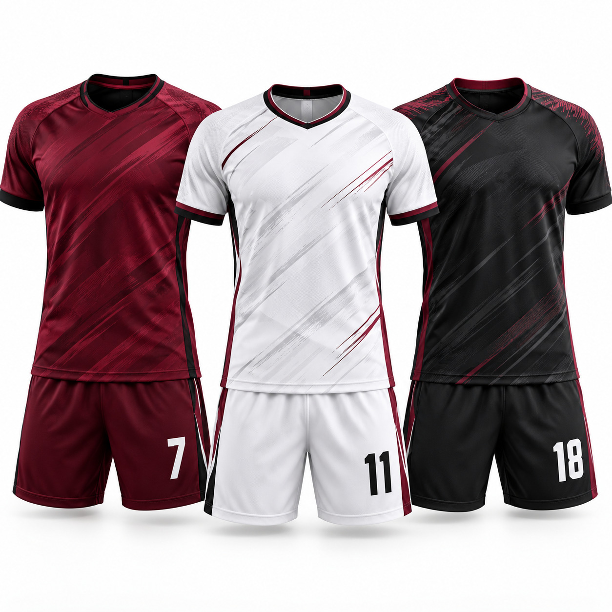 Custom football kit supplier comparison with home away and training uniforms