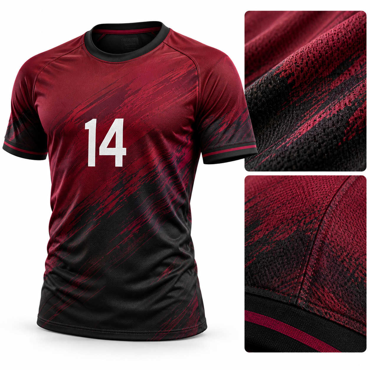 Sublimated football jersey printing with realistic fabric detail