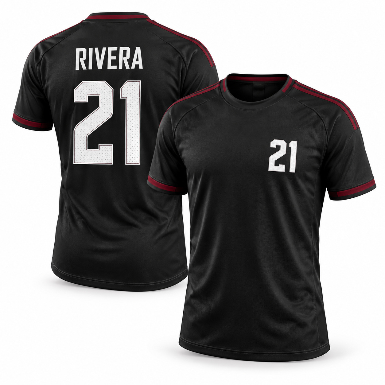 Custom player name and number printing on soccer jerseys