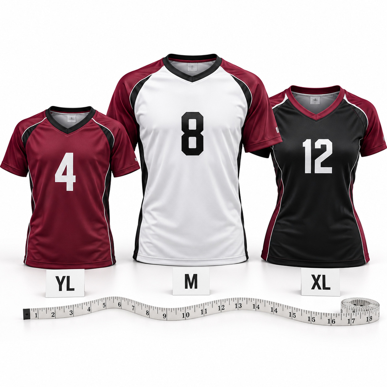 Youth adult and women custom football kit sizing comparison