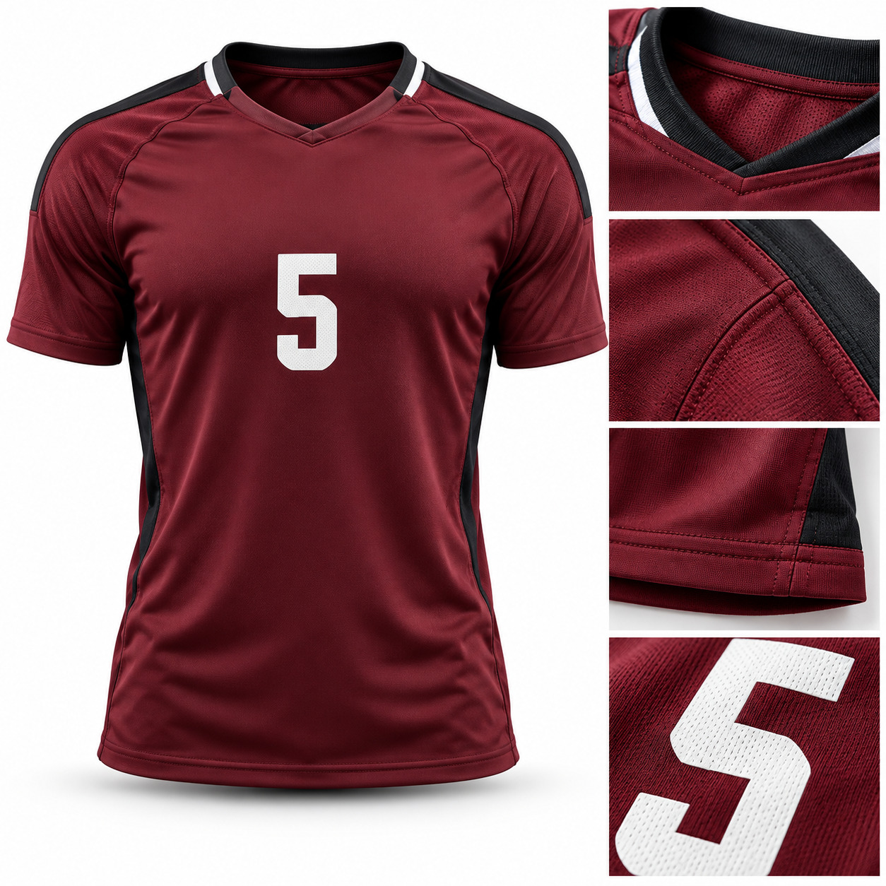 Custom football jersey quality control seam and collar inspection
